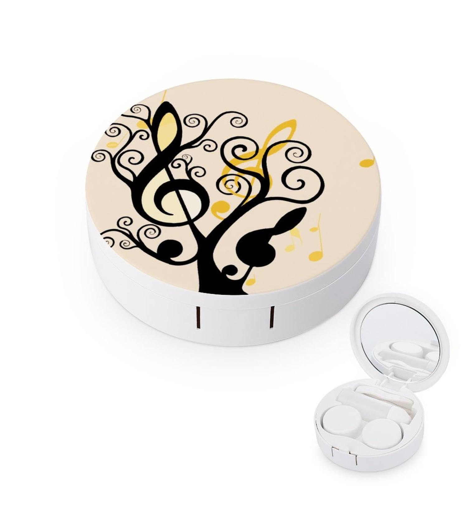 Musical Tree Notes Contact Lens Case - Portable Travel Box with Mirror for Easy Lens Storage - Buy Online on GoSupps.com
