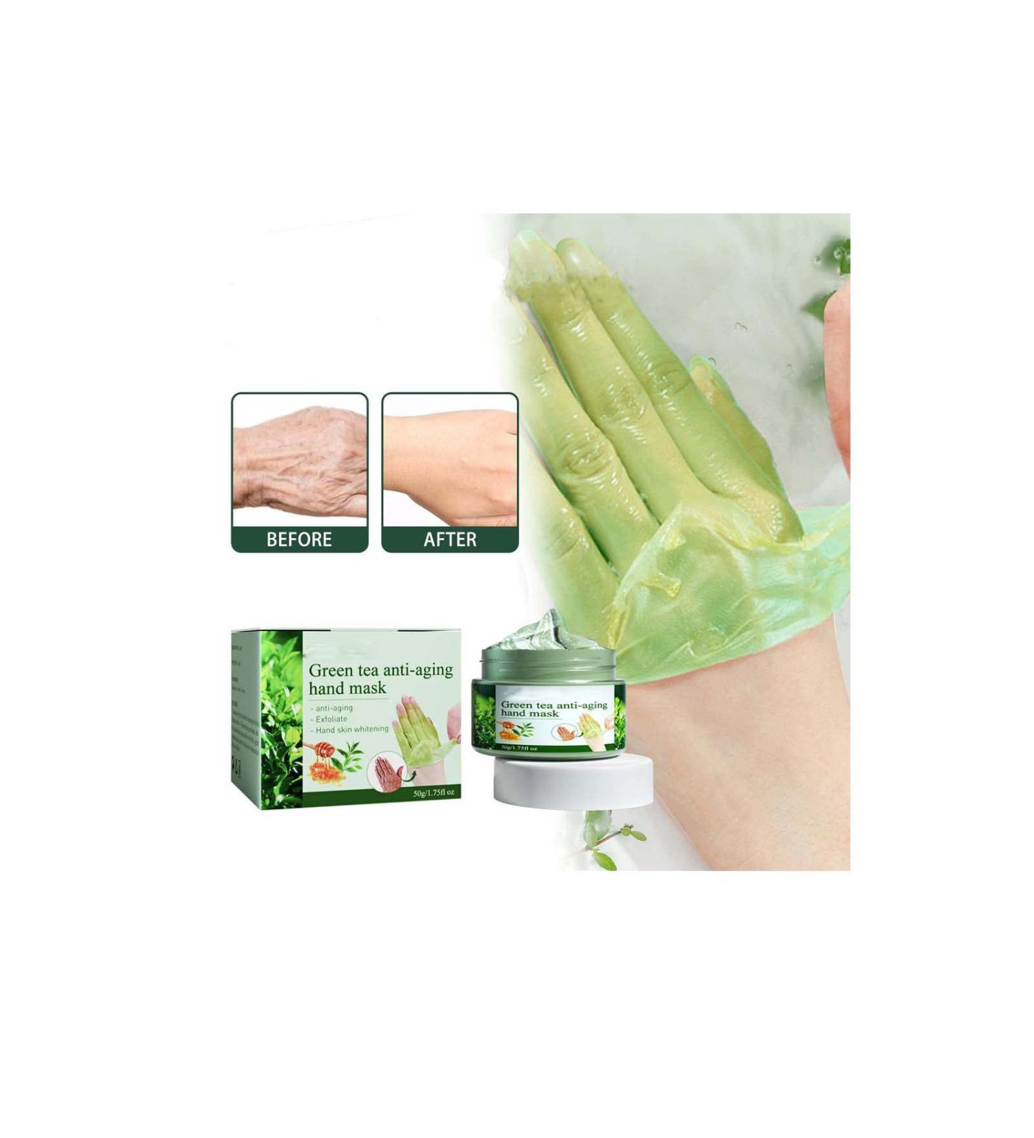 Green Tea Anti-Wrinkle Hand Mask - Hydrating Peel Off Hand Wax for All Skin Types (3 Pieces) - Nourish & Repair Calluses - Buy Online on GoSupps.com