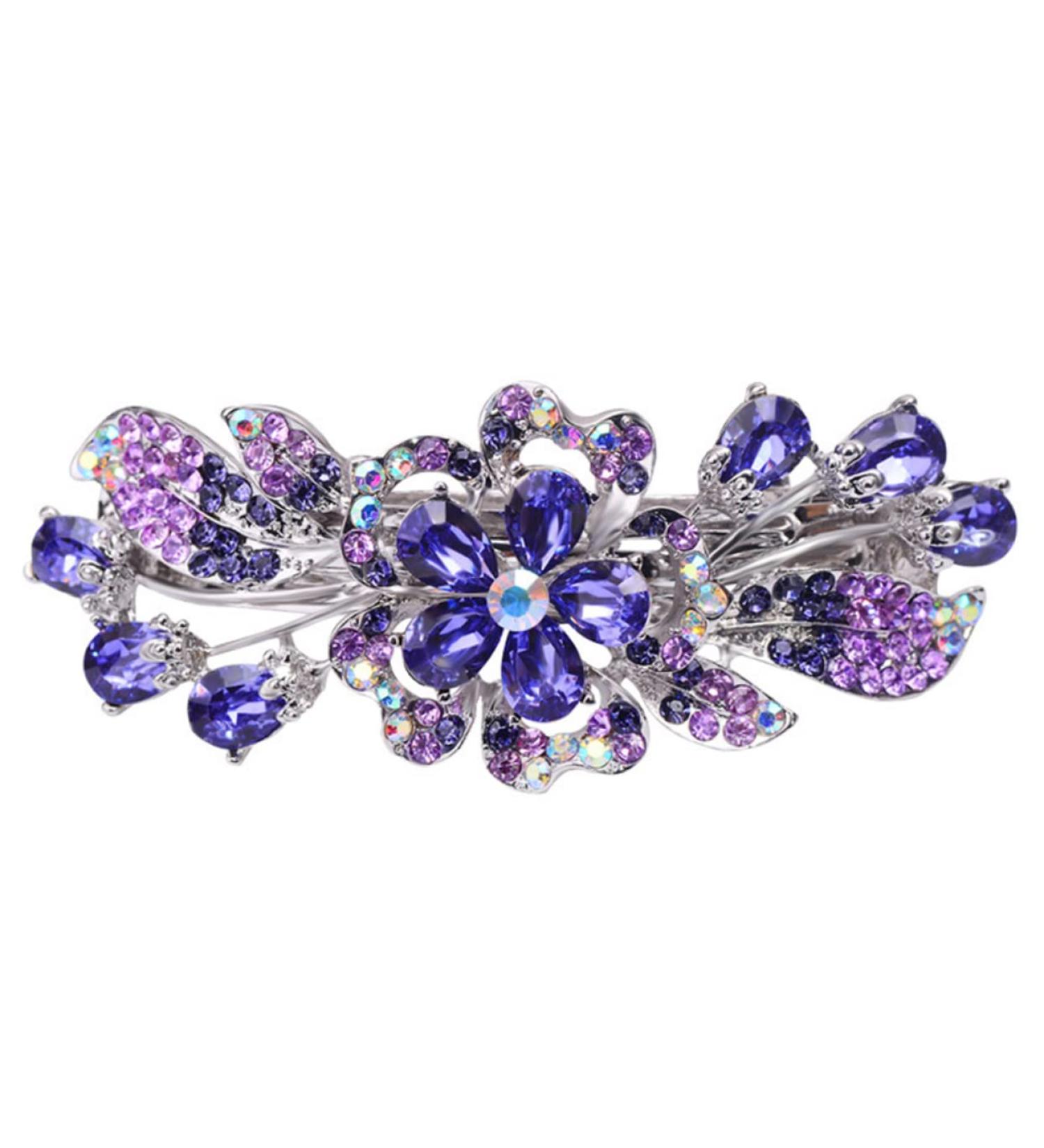 FRCOLOR Hairpin Rhinestone Clip Hair Barrettes for Women Purple Hair Barrettes Flower Crystal Hair Clips Diamond Hair Accessories Ponytail Clip Holders Rhinestones Alloy Crystal Back Miss - Buy Online on GoSupps.com