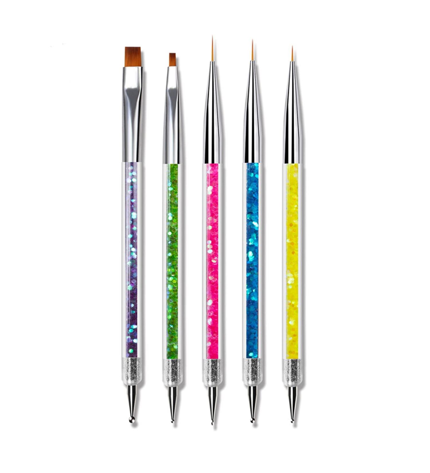 SINEN 5 Pcs Double Ended Nail Design Brushes - Nail Painting Brush Pen Set for Home DIY and Salon - Buy Online on GoSupps.com