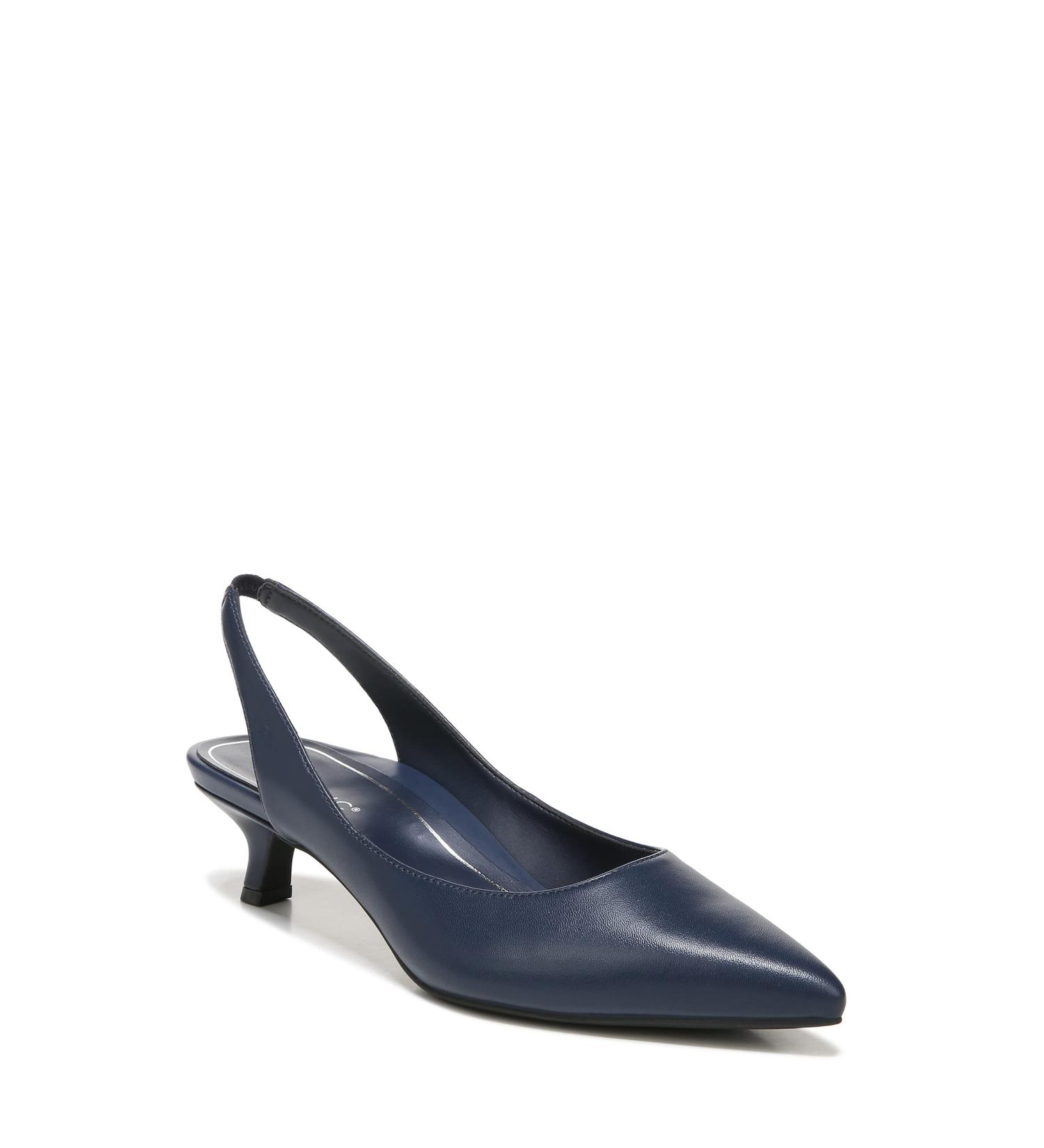 Vionic Women's Primrose Ziva Adjustable Kitten Heel- Supportive Shoes with Concealed Orthotic Arch Support That Include Three-Zone Comfort with Orthotic Insole Arch Support Navy 9.5 Medium