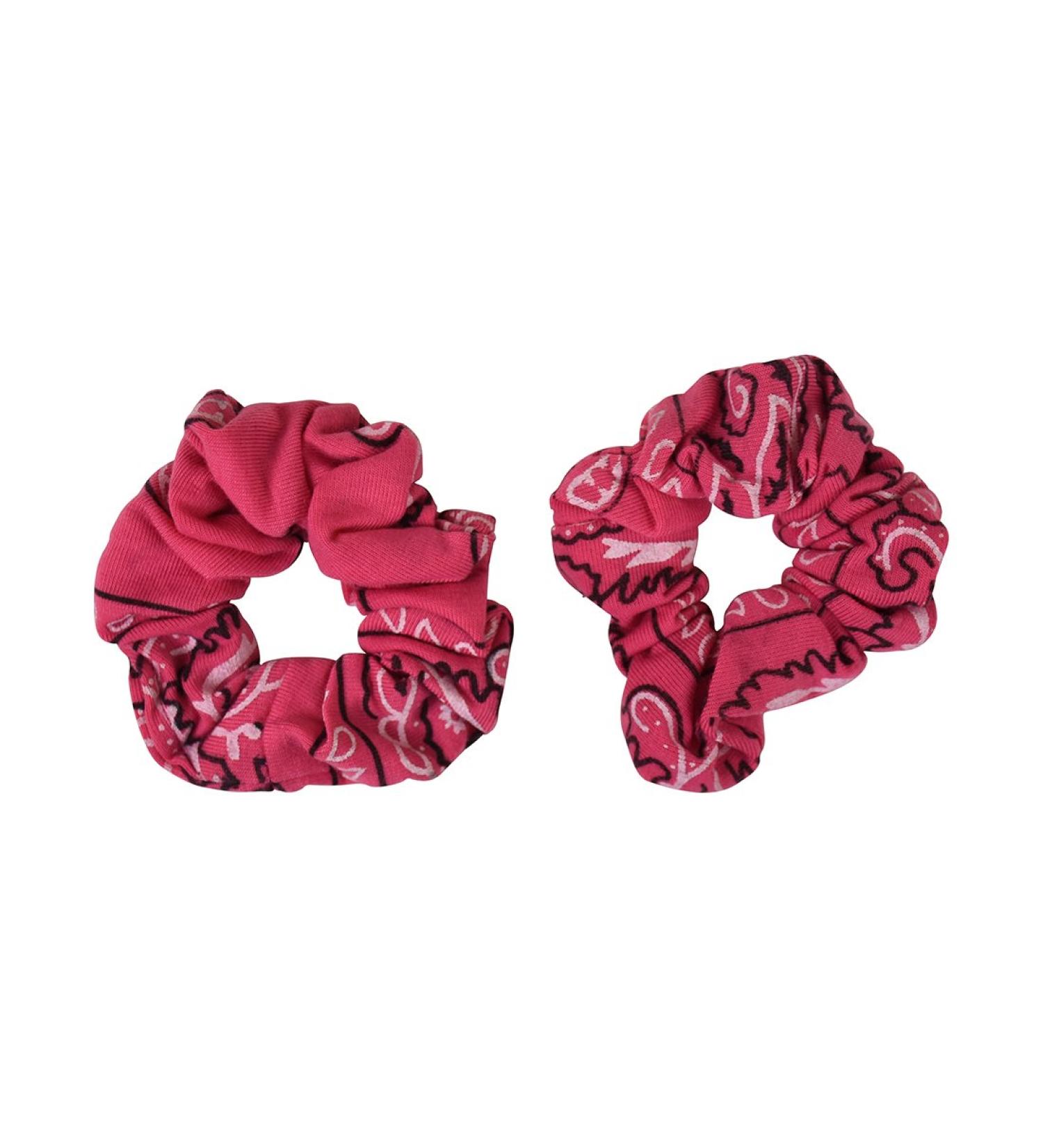 Hot Pink Bandana Scrunchies Cotton Hair Bobble - Set of 2