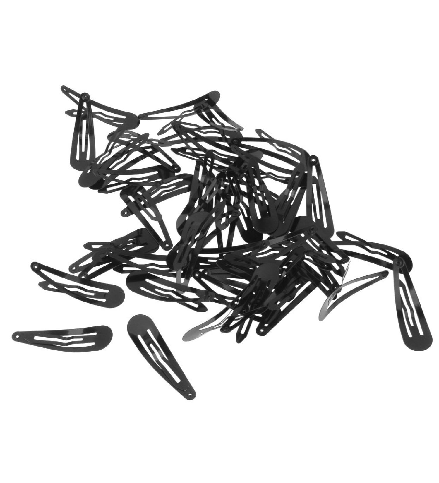 50 Pack Black Hair Snap Clips - Perfect for DIY Jewelry & Craft Projects | International Shipping - Buy Online on GoSupps.com