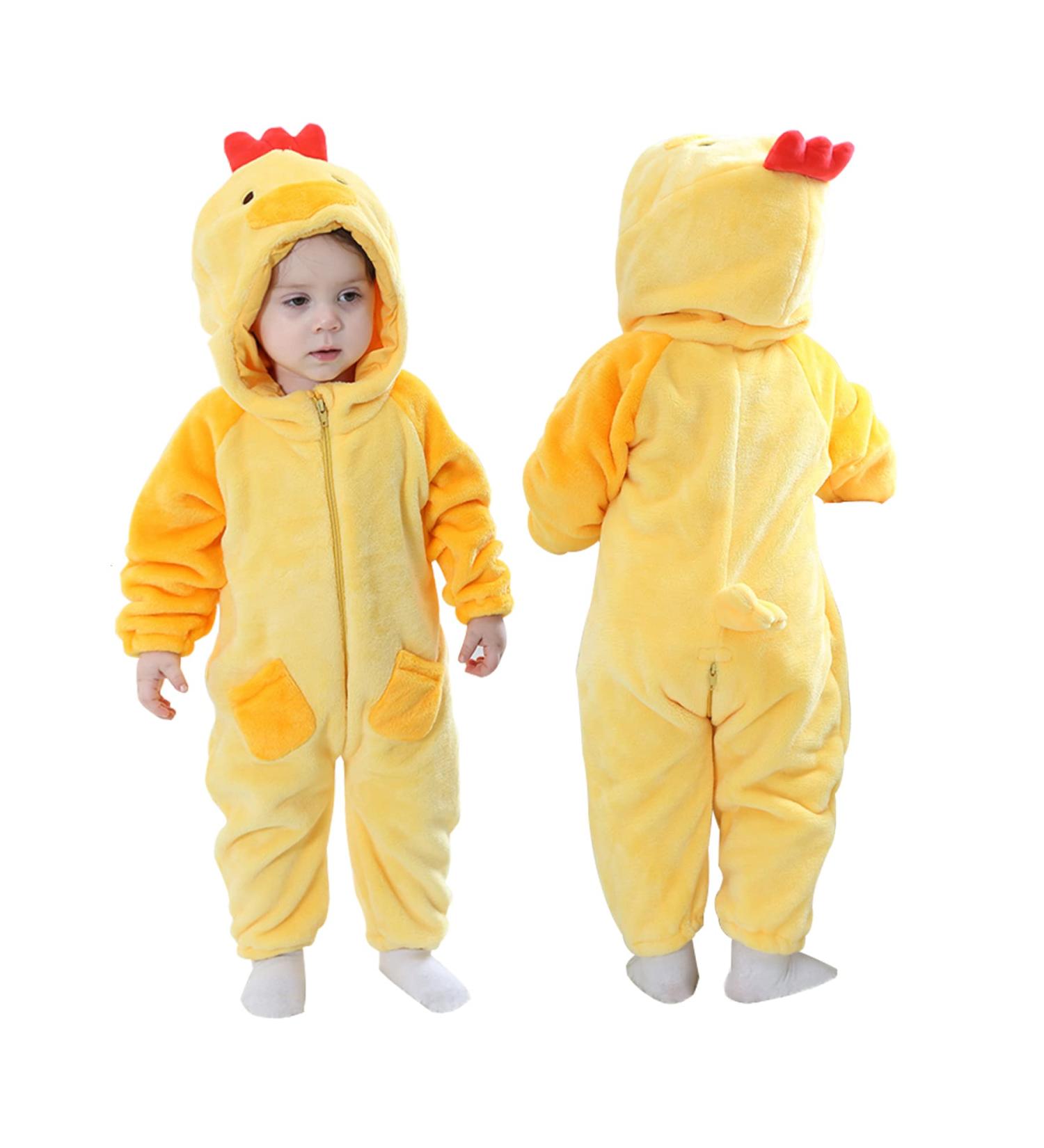 Doladola Baby Chick Hooded Onesie | Infant Pajamas Romper 3-6 Months - Buy Online on GoSupps.com