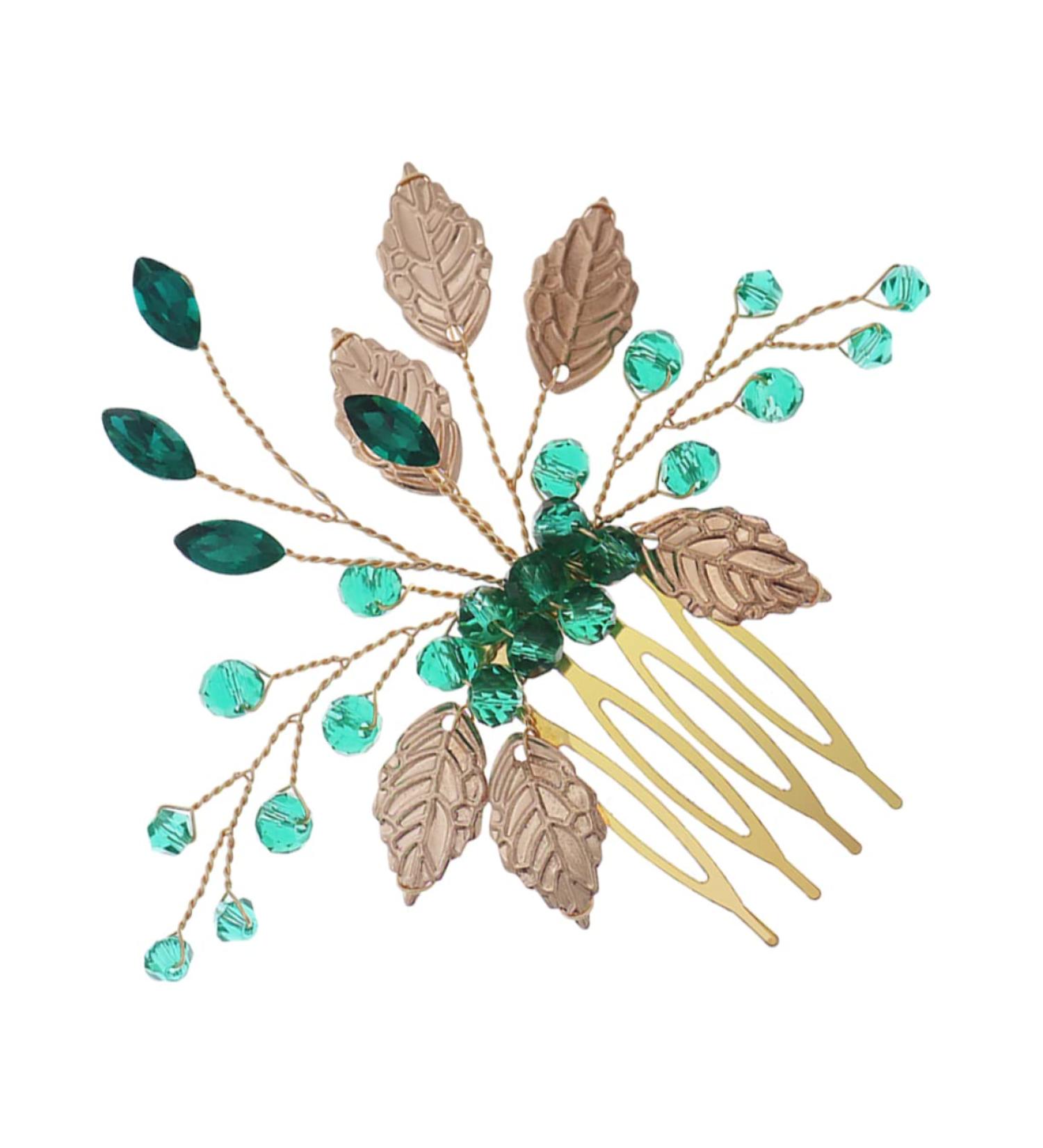 Beatifufu Rhinestone Tuck Comb Wedding Hair Comb Bridal Hair Comb Leaf Hair Accessories Prom Hair Accessories Gold Hair Accessories Leaf Hair Comb Wedding Hair Accessories - Buy Online on GoSupps.com