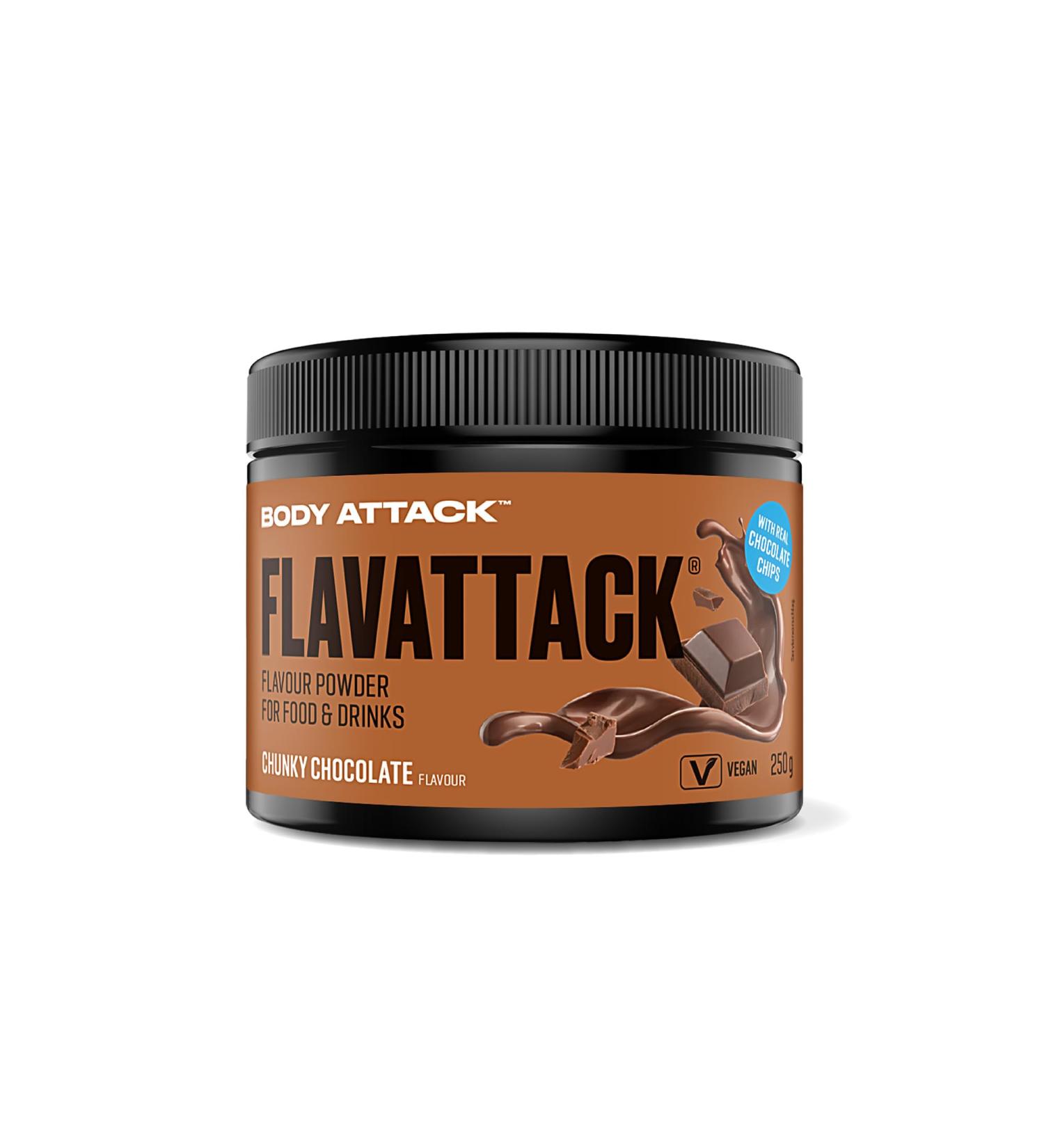 Body Attack Flavattack Chunky Chocolate 250g - Gluten-Free Palm Oil & Aspartame Free Ideal for Baking Hot & Cold Beverages - Made in Germany - Buy Online on GoSupps.com