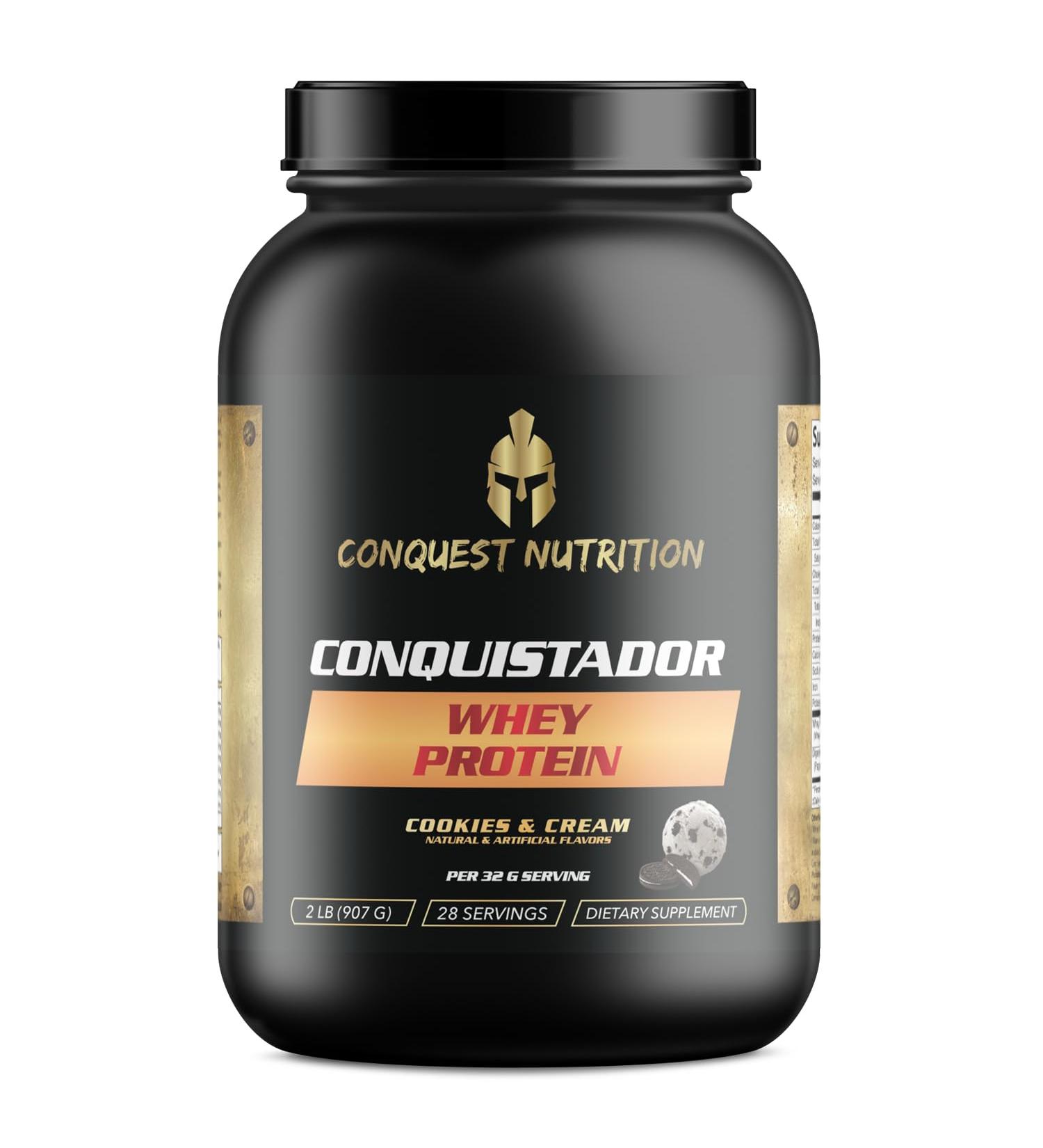 Conquest Nutrition Conquistador Whey Protein Cookies and Cream Premium Protein 2lb - Buy Online on GoSupps.com