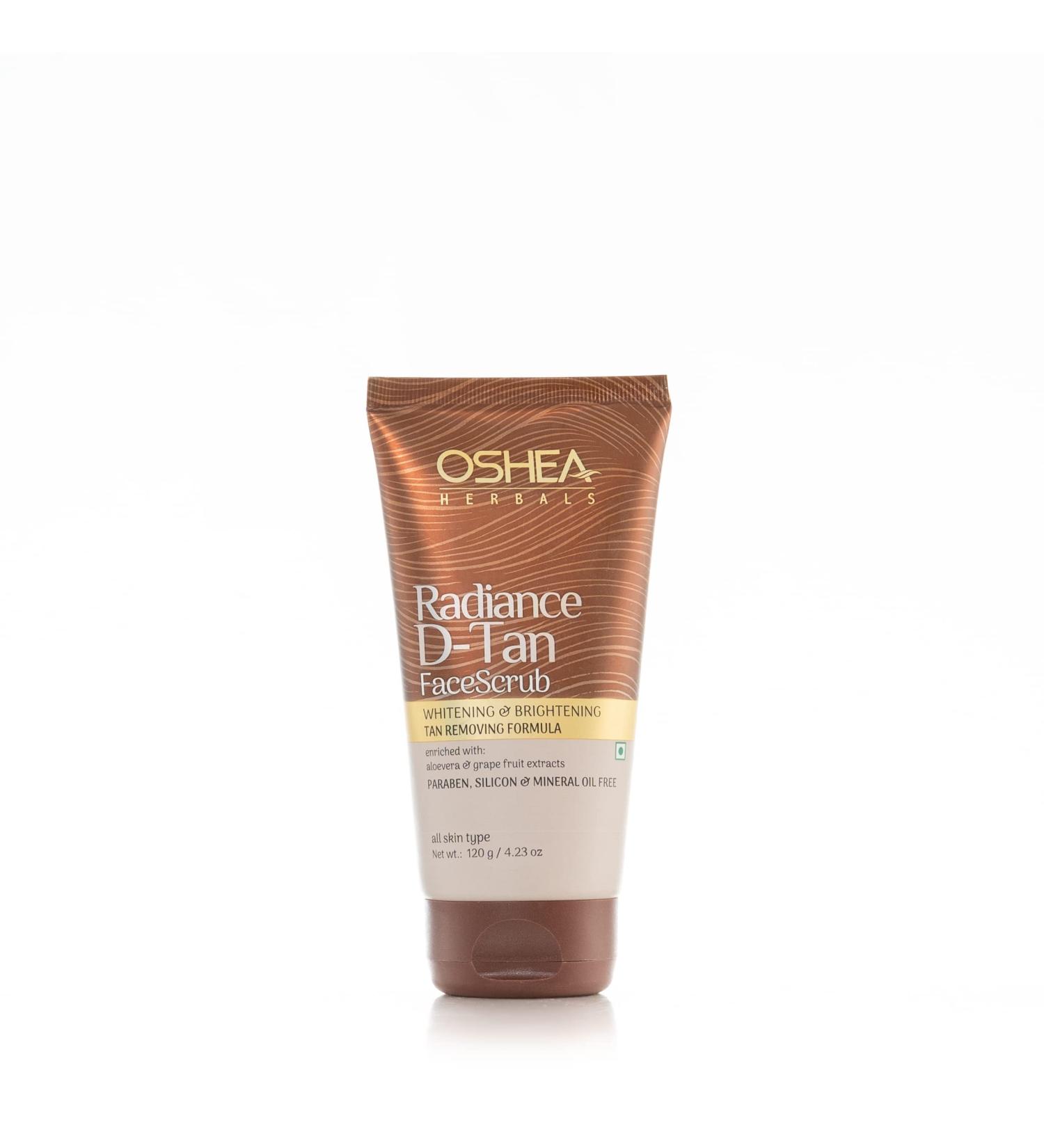Oshea Radiance D-Tan Face Scrub - Brightening Exfoliator for All Skin Types 120g - International Shipping Available - Buy Online on GoSupps.com