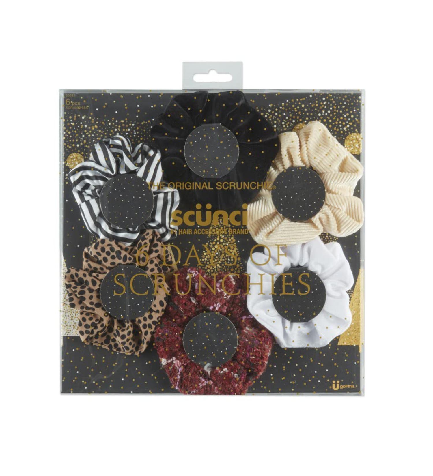 Six Days of Scrunchies Glamour Gift Set - Original Scrunchie with 6 Unique Designs in Presentation Box - Buy Online on GoSupps.com