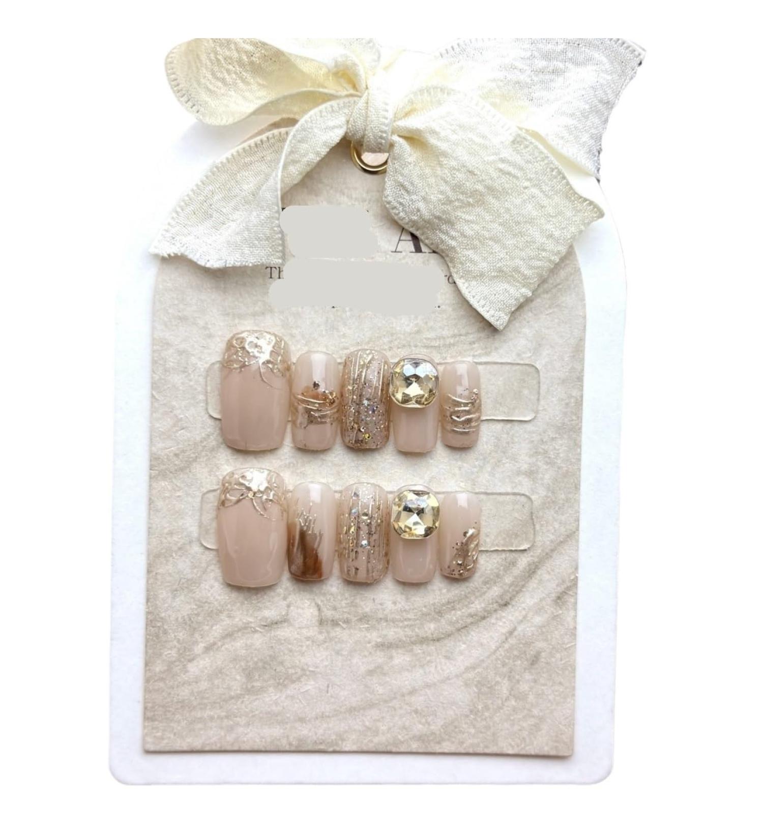 Handmade Wearing Nail Pieces Gold Foil Big Diamond Ultra Short Round Detachable False Nail Enhancements 10PCS (Size : L) 1 count (Pack of 1) - Buy Online on GoSupps.com