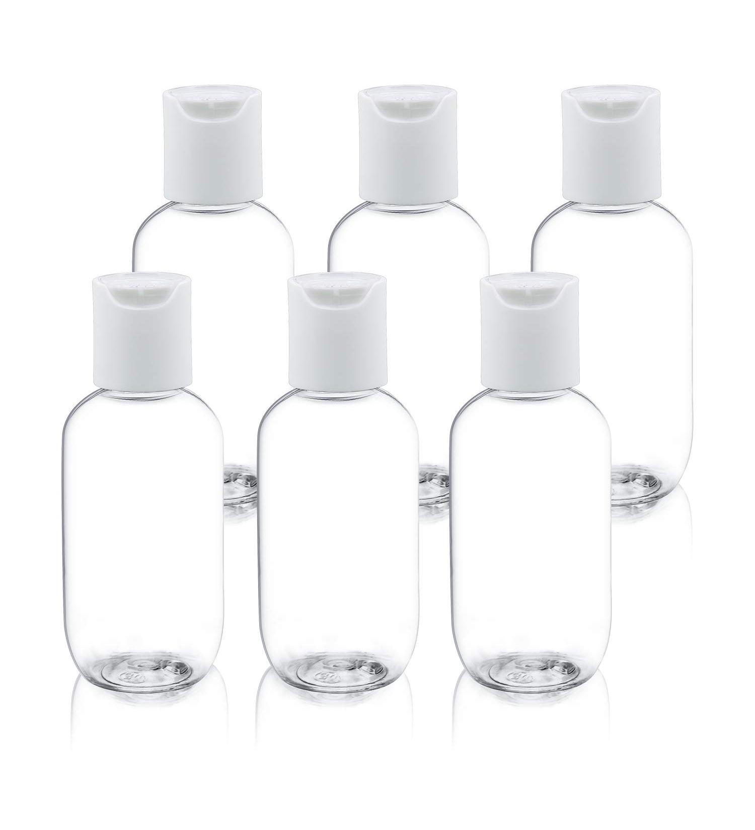 TrendBox 60ml Empty Plastic Refillable Bottles - Disc Top Flip Cap - 6 Pack | Ideal for Essentials Shipping Worldwide - Buy Online on GoSupps.com