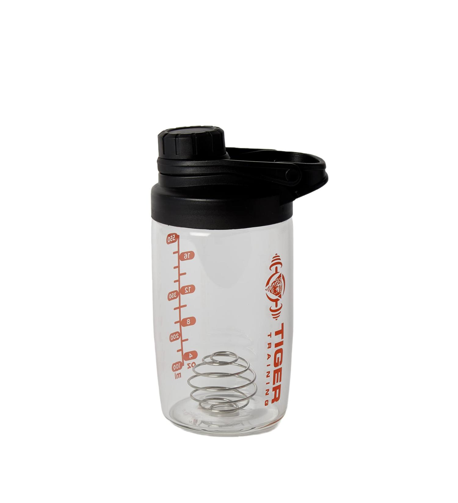 Tiger Training Cleanshake 700ml Odor-Free Glass Protein Shaker Bottle - Dishwasher Safe, Easy to Clean - Mixer Ball, BPA-Free - Matt Black/Orange - Buy Online on GoSupps.com