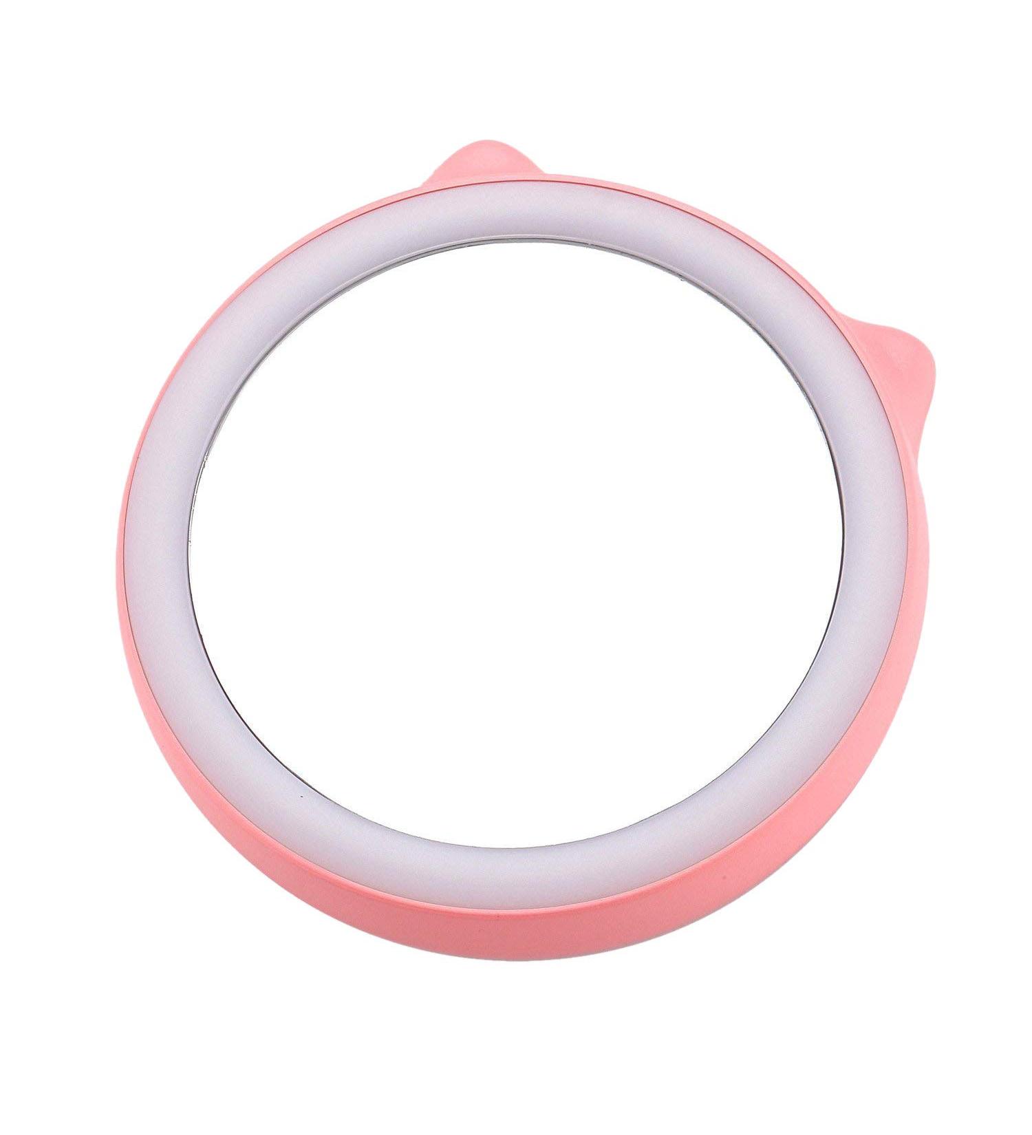 5200MAh Portable Mini Mobile Power Portable Mirror Wireless USB Charging with LED Lighting Mini Vanity Mirror Travel Sensing Lighting-Pink - Buy Online on GoSupps.com