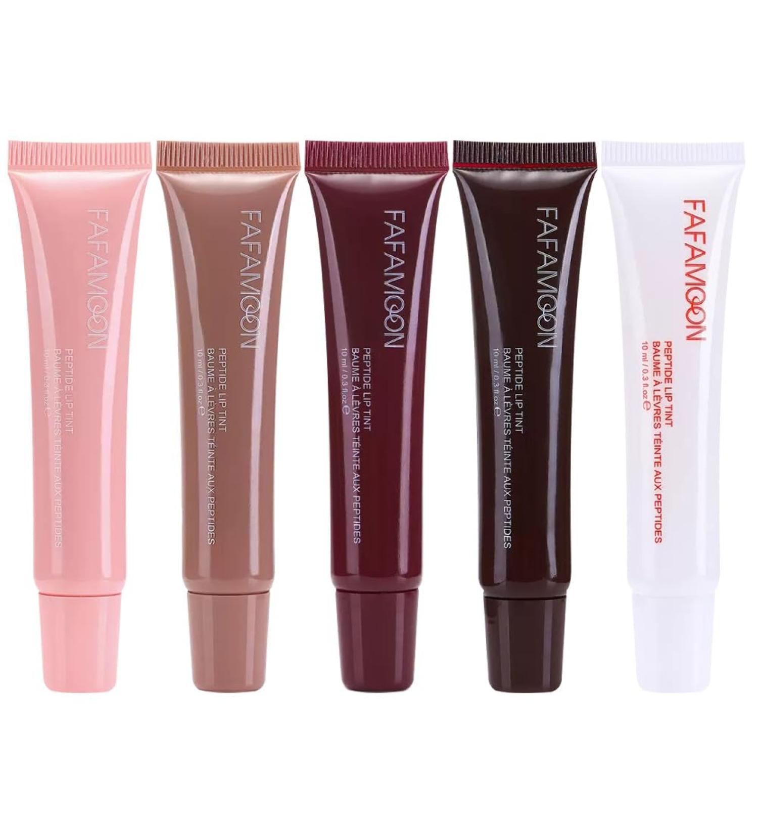 5 Colors Tinted Peptide Lip Tint Hydrating Lip Tint Stain Lip Gloss Shiny Jelly Lip Plumping Lip Balms Long Lasting Nourishing Non-sticky Smooth Lip Care Glow Oil Set - Buy Online on GoSupps.com
