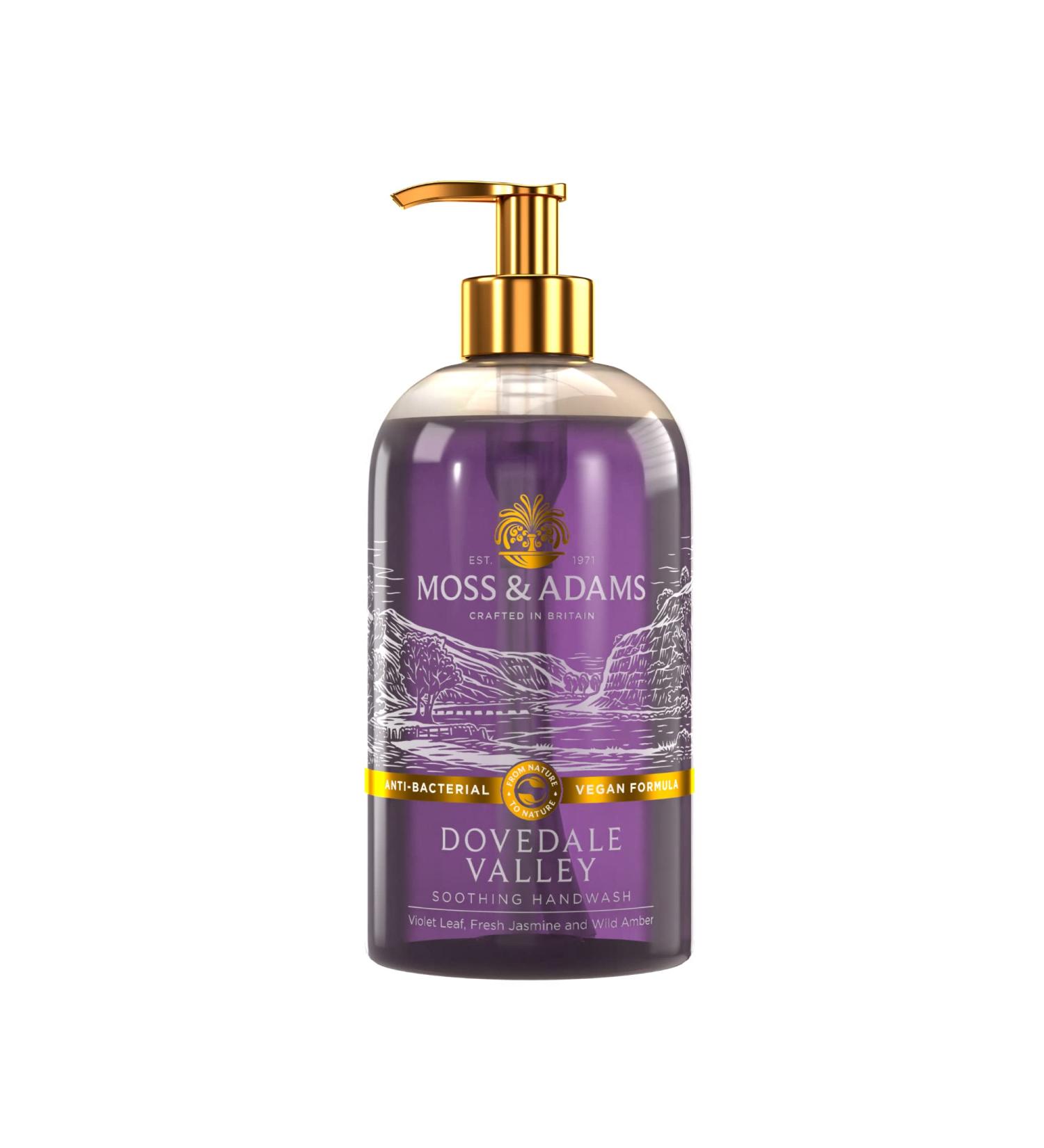 Moss & Adams Antibacterial Vegan Handwash - Dovedale Valley Violet 500ml - Buy Online on GoSupps.com