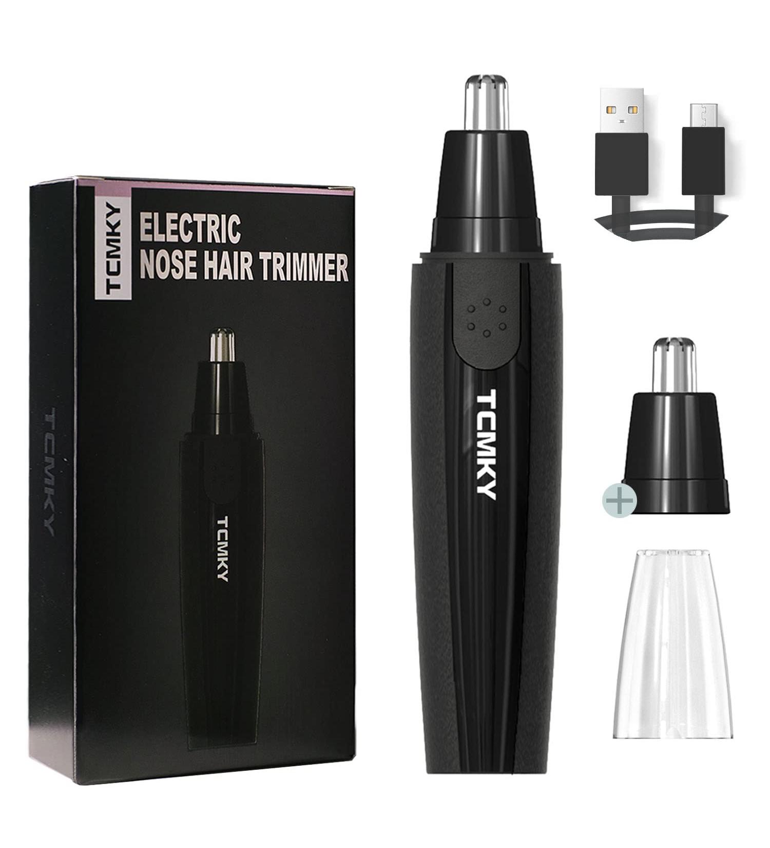 Rechargeable Ear & Nose Hair Trimmer for Men - 360 Rotary Blades Extra Replaceable Blade Black - Buy Online on GoSupps.com