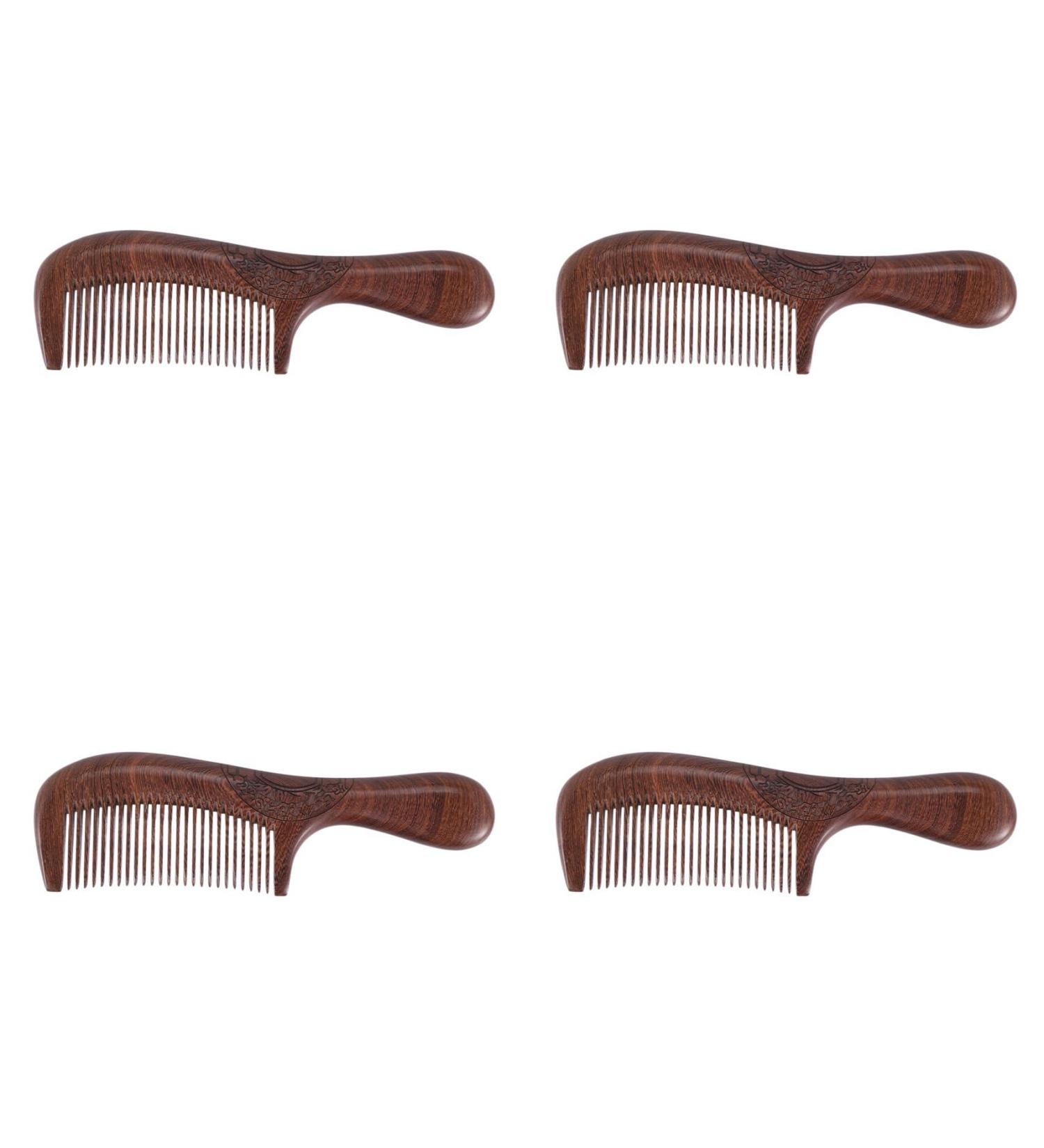 Bcowtte 4X Unisex Sandalwood Comb Women Men Home Travel Wood Anti-Static Fine-Tooth Comb Wooden Handles Hair Comb - Buy Online on GoSupps.com