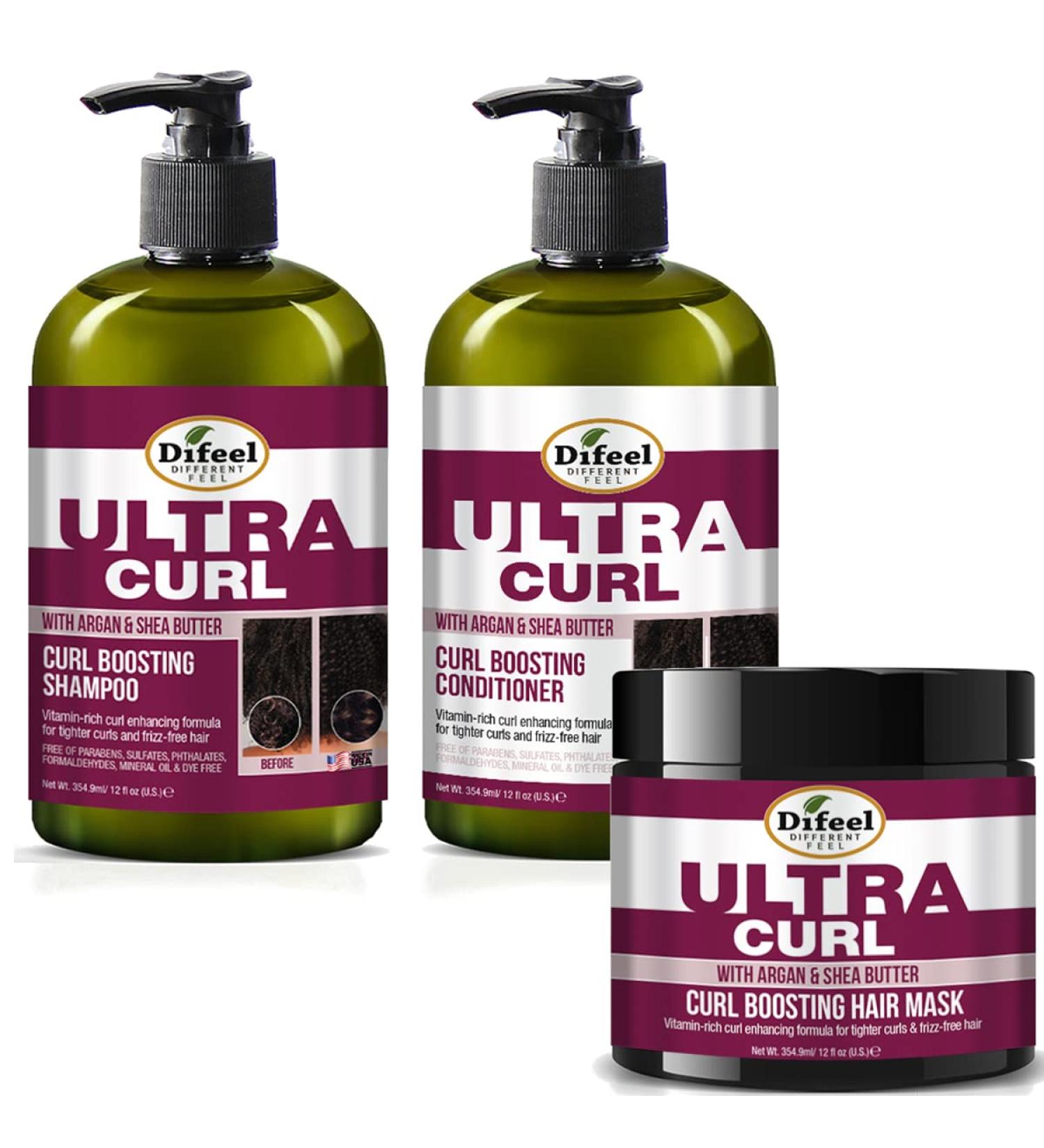 Difeel Ultra Curl Hair Care Set - 3-PC Curl Enhancing Shampoo Conditioner & Mask | 12 oz Each - Perfect for Curly Hair - Buy Online on GoSupps.com