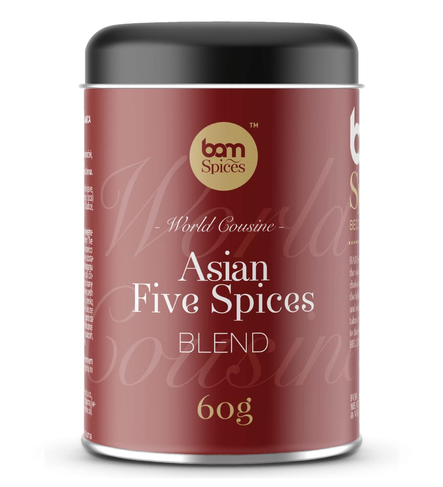 BAM Asian Five Spices Blend Asian Cooking Spice Blend Asian Herbs & Spices Seasoning Blend 60g - Buy Online on GoSupps.com