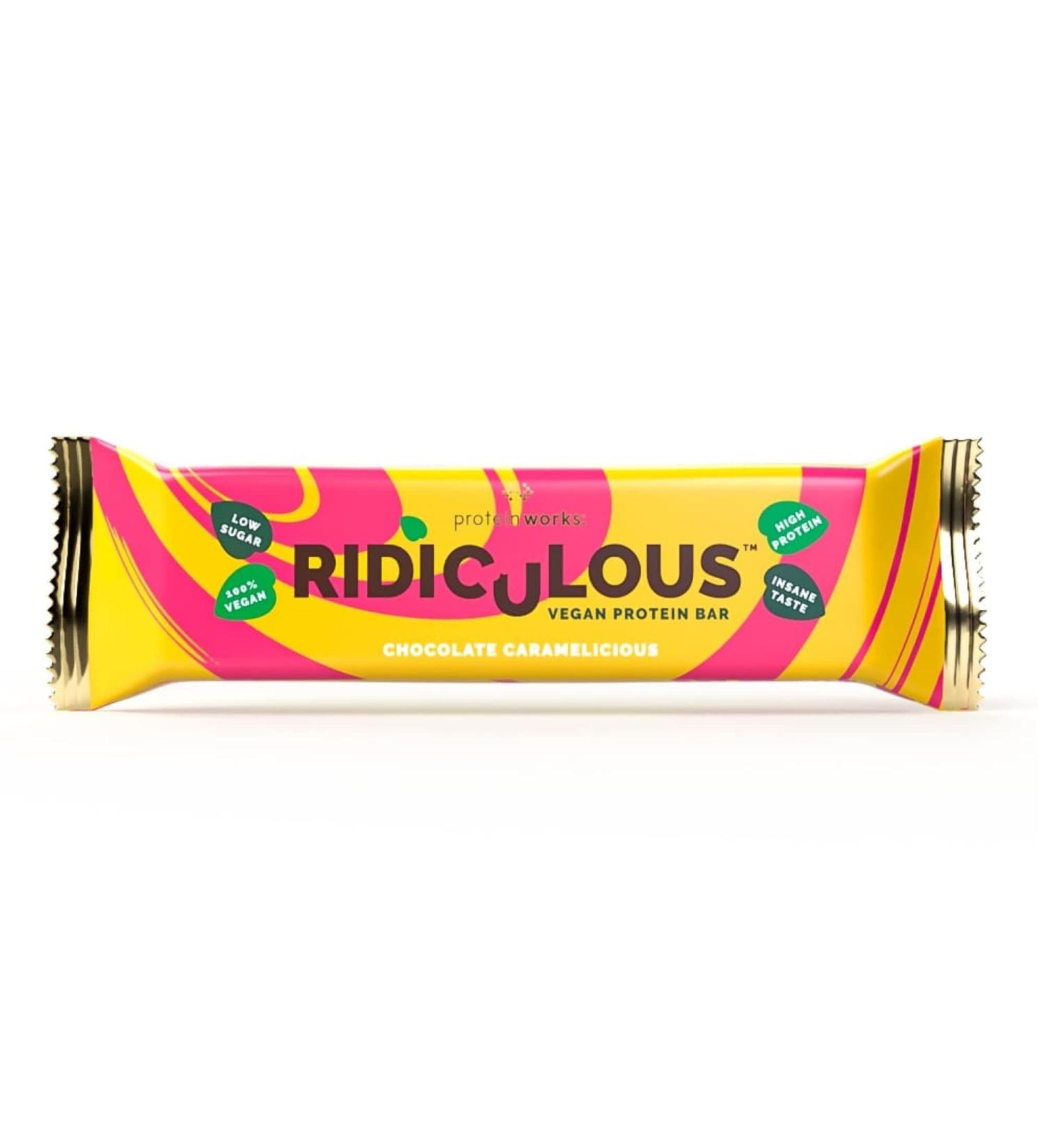 Protein Works Ridiculous Vegan Protein Bar | Award-Winning | High Protein Chocolate Caramelicious Bar | 100% Plant-Based & Palm Oil Free | 1 Count - Buy Online on GoSupps.com