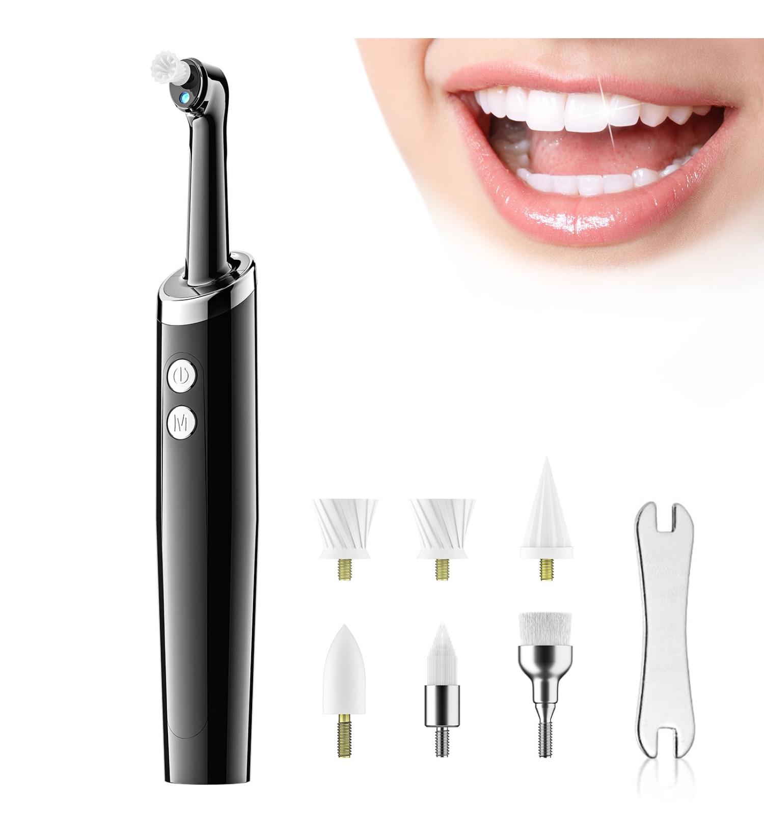 Hangsun Rechargeable Tooth Polisher - Dental Teeth Whitening Kit 5 Brush Heads 5 Speed Modes IPX6 Waterproof - Buy Online on GoSupps.com