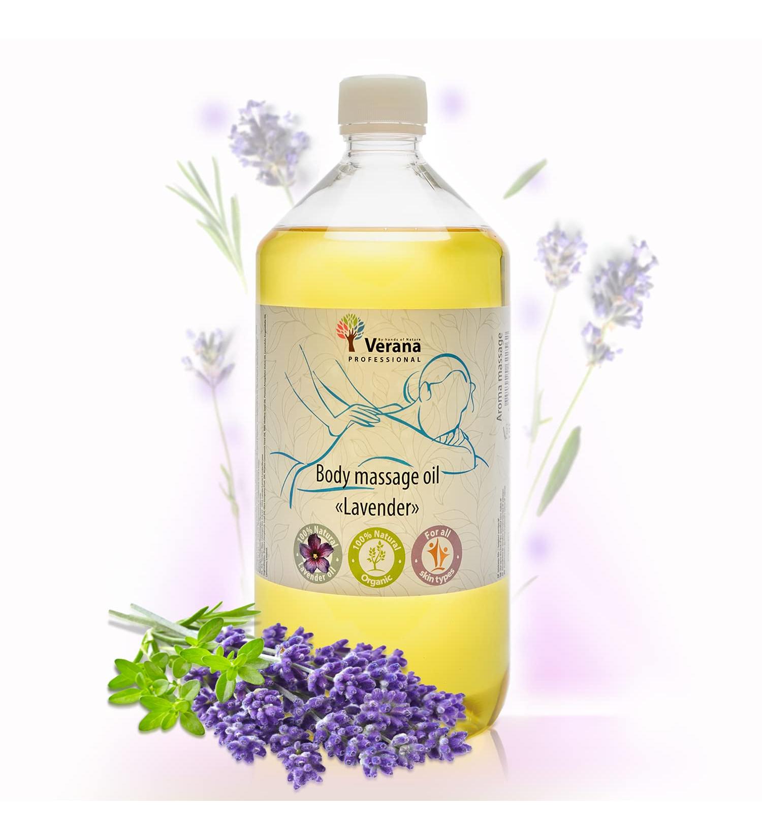 Verda Lavender Massage Oil 1L | 100% Natural Vegan & GMO-Free | Enhances Sleep & Skin Rejuvenation | Aromatherapy for All Skin Types - Buy Online on GoSupps.com