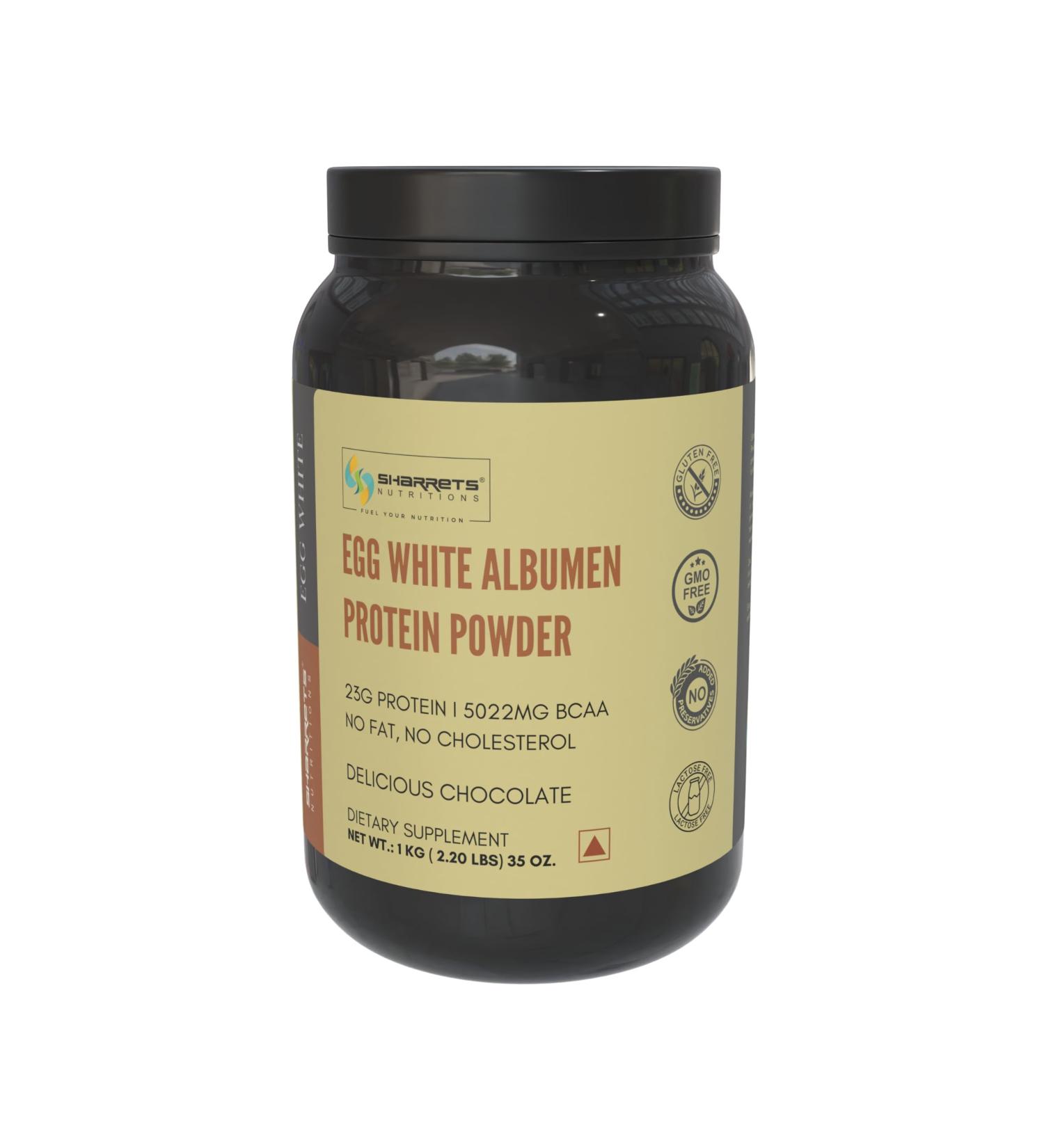 Sharrets Egg White Albumen Protein Powder - Chocolate 2.2 lbs | Halal Non-GMO Gluten & Dairy Free | Ideal for Adults Athletes Bodybuilding & Fitness Beginners - Buy Online on GoSupps.com