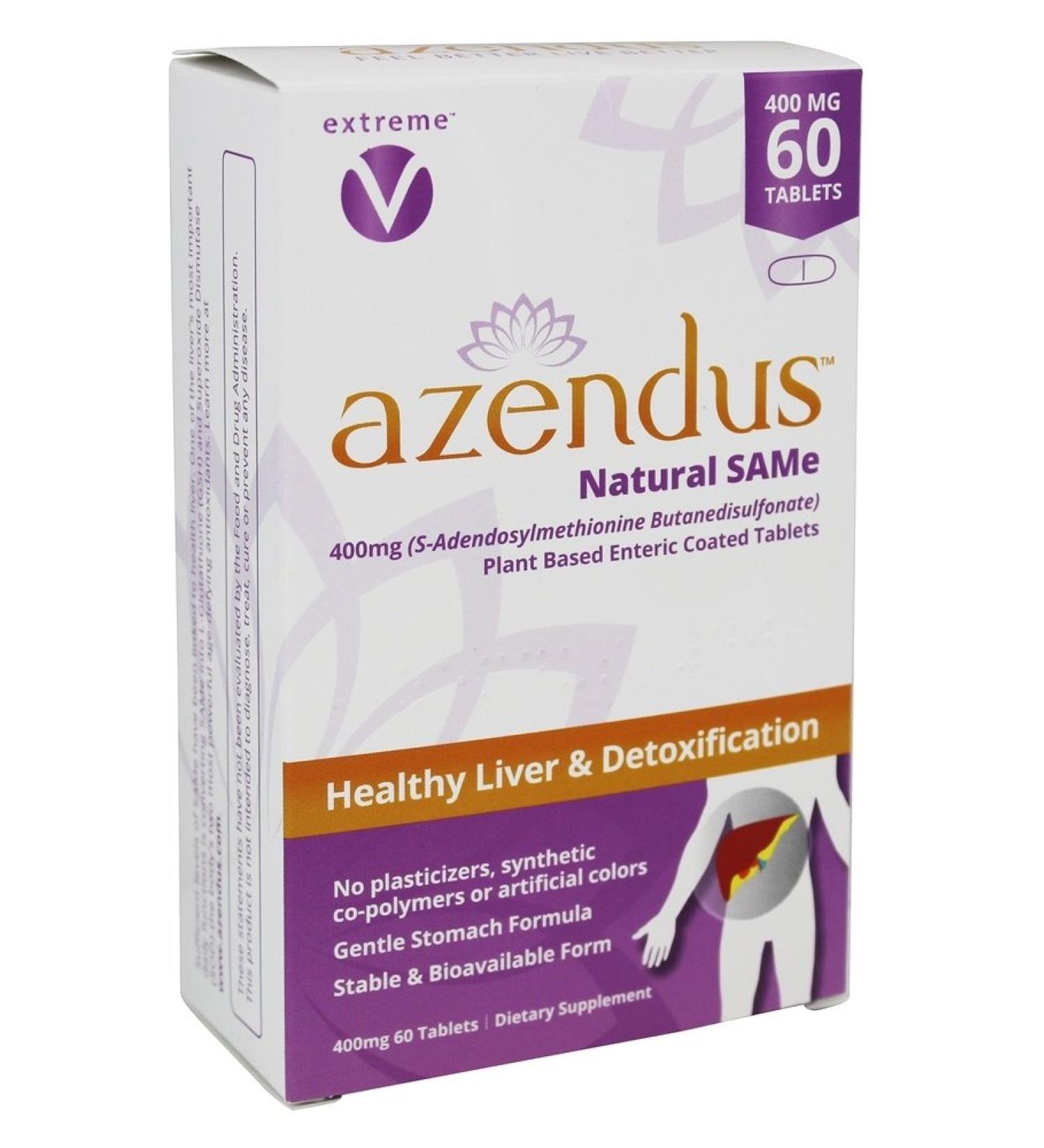 Azendus Natural SAM-e for Liver Health 60 Count 400mg 1 Recommended Form Pure Natural Stable Pharmaceutical Grade Same Fast Absorption - Buy Online on GoSupps.com