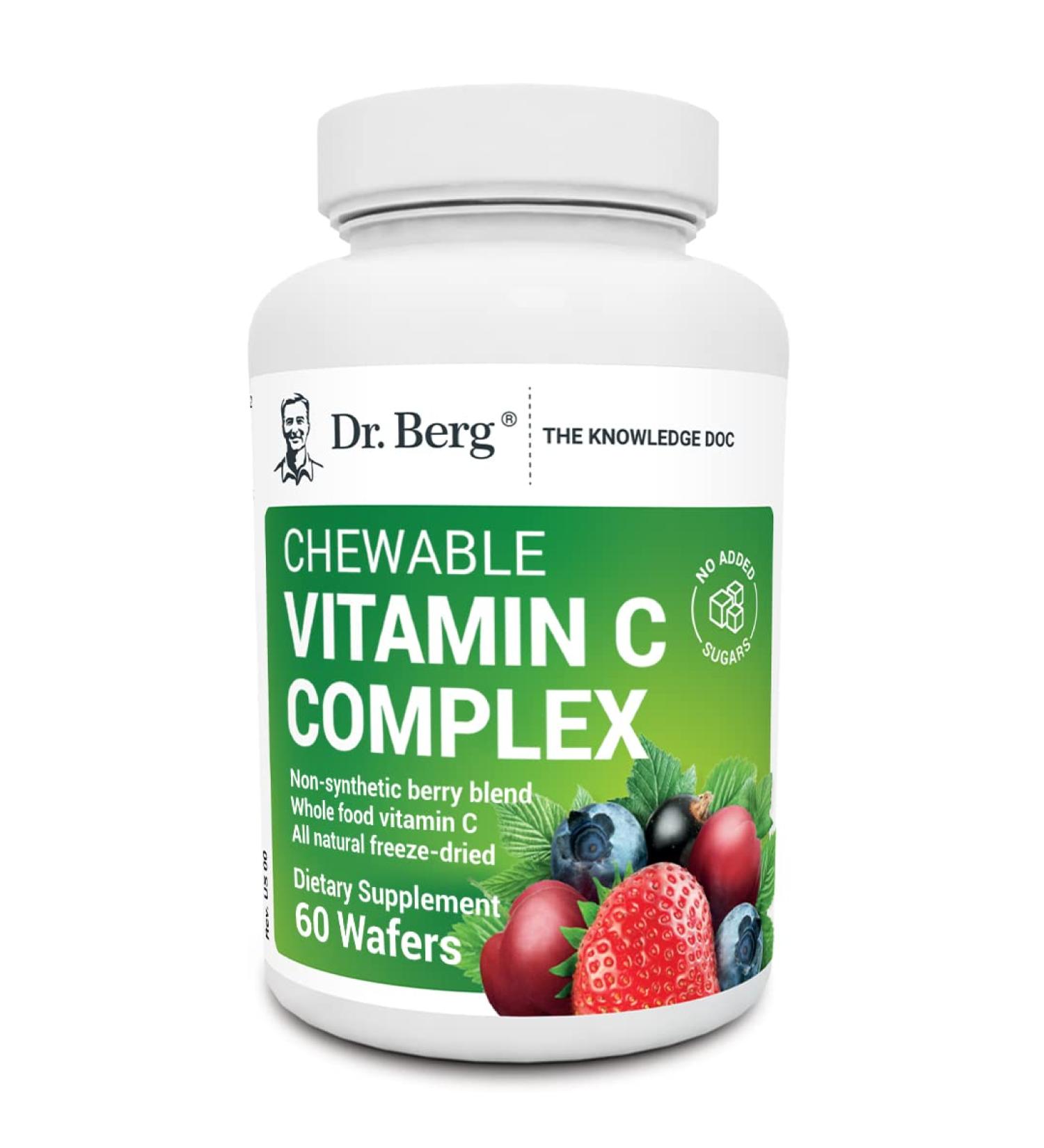 Dr. Berg's Natural Vitamin C Complex - Whole Food Non-GMO Chewable - 60 Wafers - Buy Online on GoSupps.com