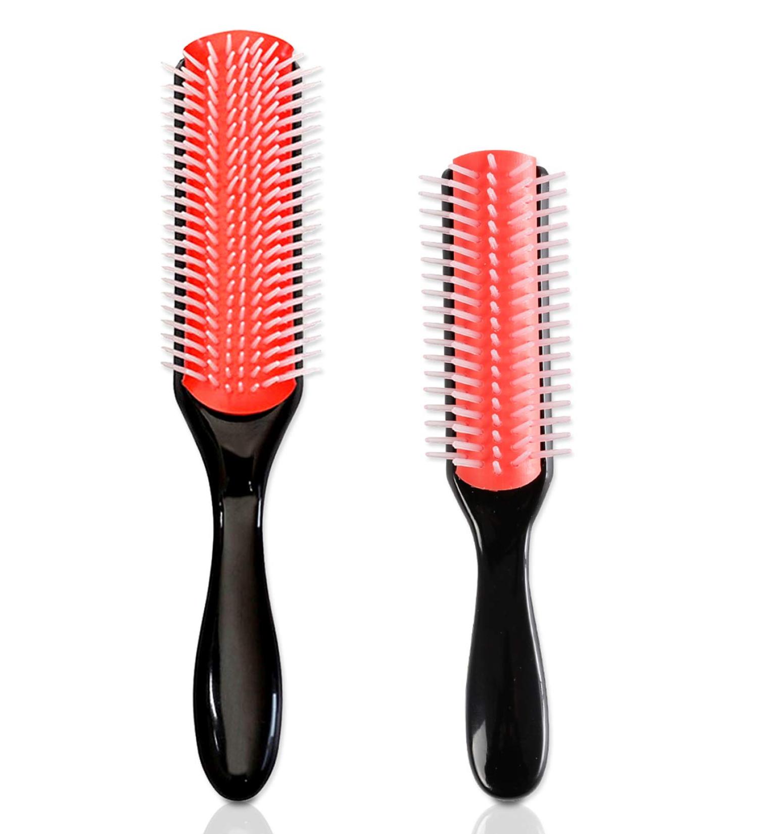 9-Row Cushion Nylon Bristle & Travel Brush Combo - 2-in-1 Hair Brush Set - Buy Online on GoSupps.com