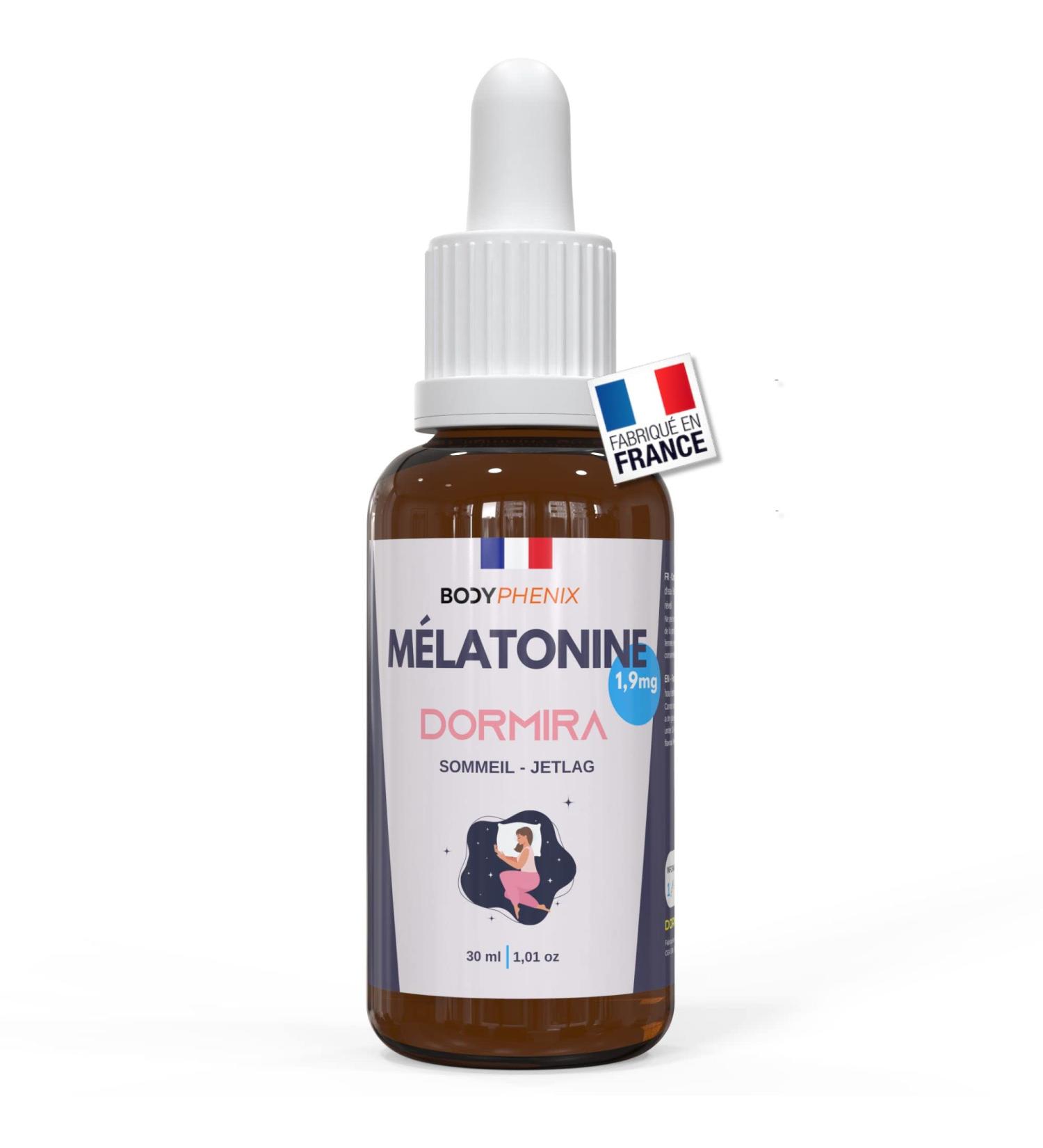 Melatonin 1.9 mg undiluted - Fast action 1 hour - Sleeping Jetlag - Liquid format 30 ml - Candy Floss aroma - Made in France DORMIRA - Buy Online on GoSupps.com