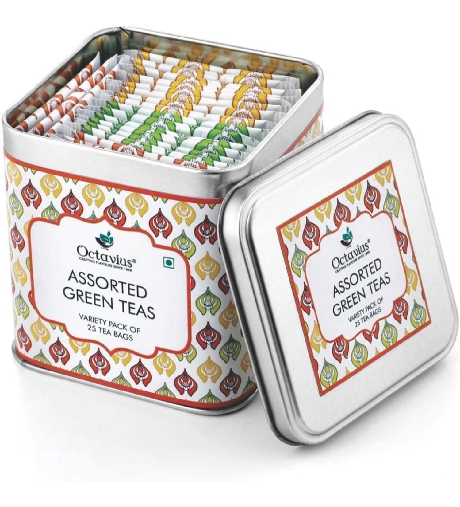 Octavius | Assorted Tea Bag Sampler Gift Set - 3 Tea Flavors | 50 Counts - Green Tea | Tea Sampler Pack | Tea Set Gift | Pack of 2 Green Tea - 25TB (Pack of 2) - Buy Online on GoSupps.com