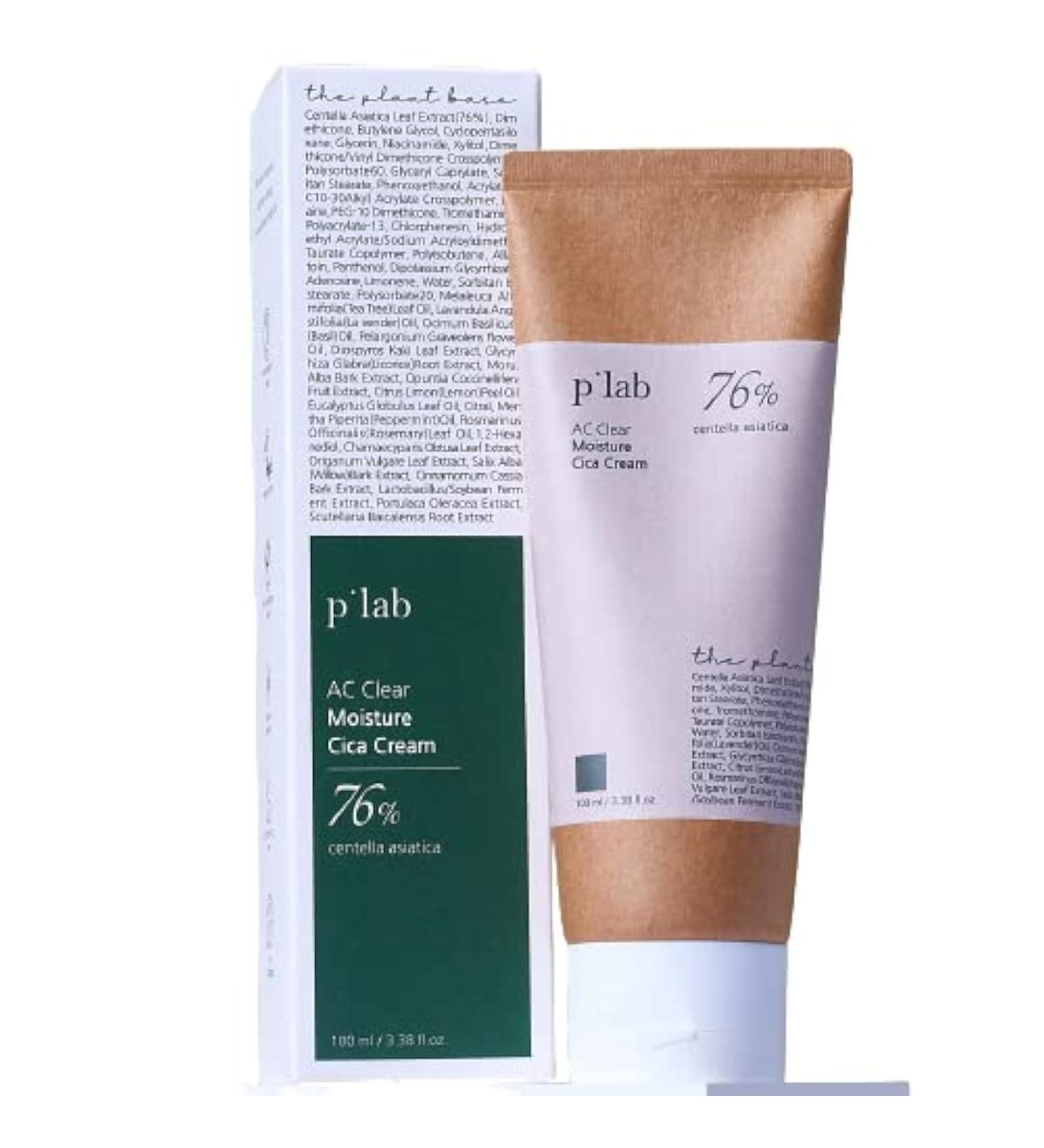 Buy THE PLANT BASE AC Clear Moisture Cica Cream 100ml | Korean Skincare with 76% Centella Asiatica | Hydrating Moisturizer for Clear Skin - Buy Online on GoSupps.com