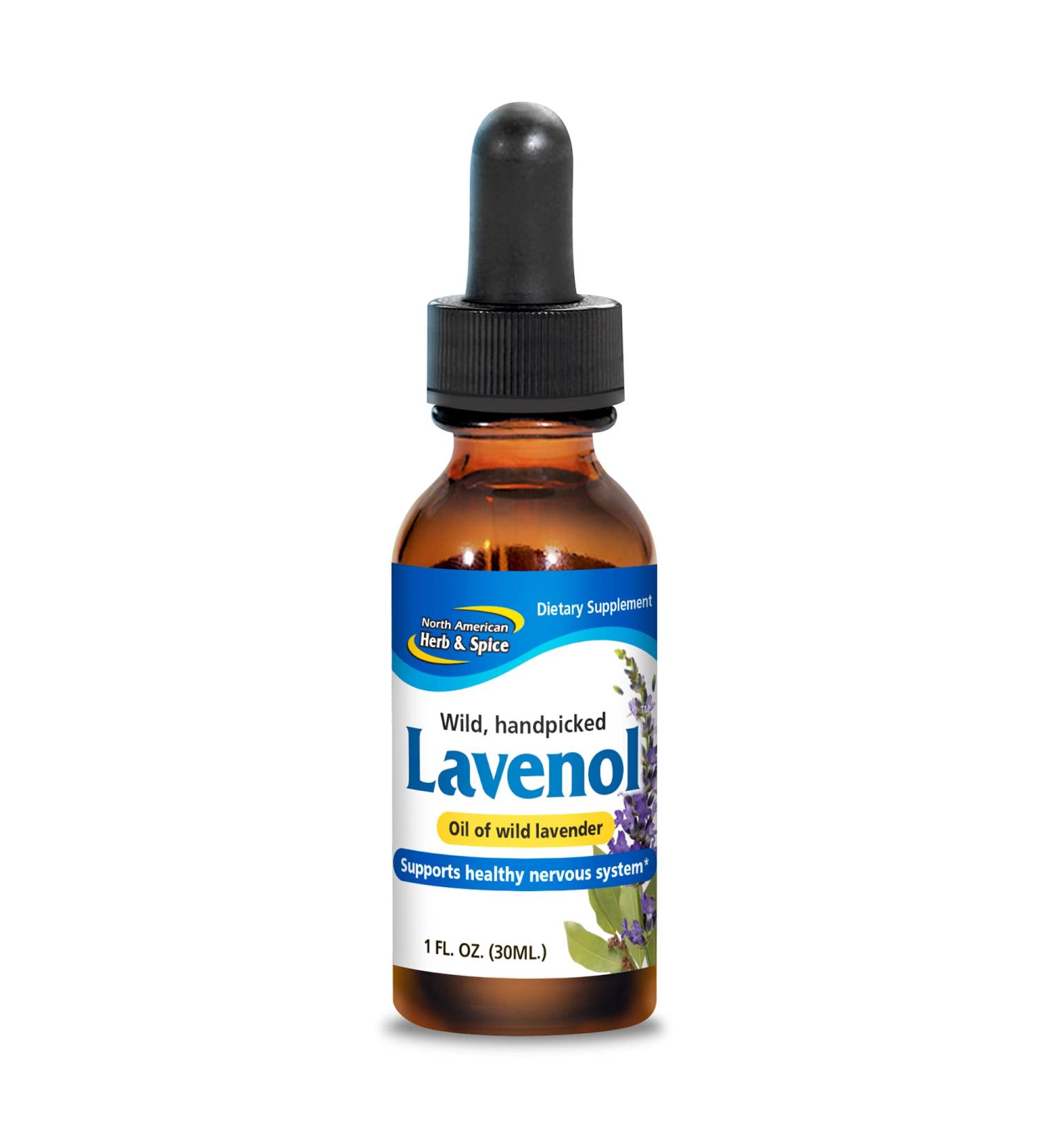 NORTH AMERICAN HERB & SPICE Lavenol - 1 fl. oz. - Wild Lavender Oil - Supports Healthy Nervous System Nourishes Skin & Hair - Non-GMO - 430 Servings - Buy Online on GoSupps.com