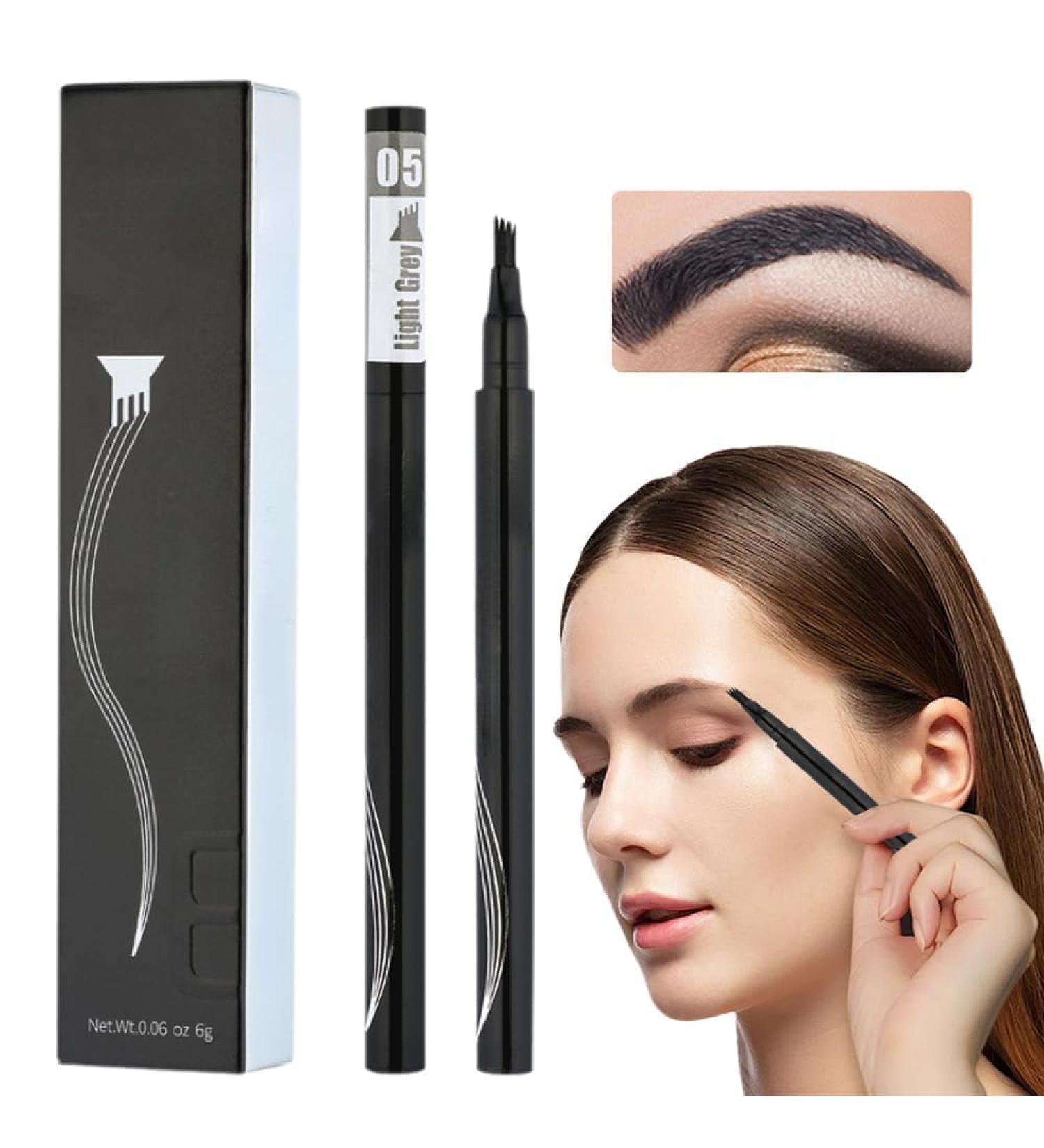 New Magic Eyebrow Pencil for Women 3D Waterproof Microblading Eyebrow Pencil Contouring Pen 4 Tipped Precise Brow Pen Fine Stroke Microblading Eyebrow Pencil Natural Makeup (Light Gray) - Buy Online on GoSupps.com