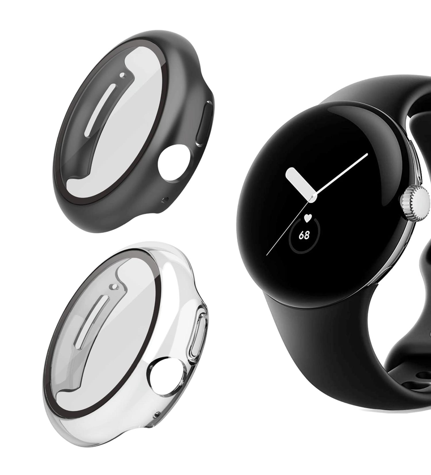 YOYOKIT 2 Pack Screen Protector Compatible with Google Pixel Watch Hard PC Case with Tempered Glass Screen Protector Full Coverage Cover Bumper Accessories for Pixel Smartwatch 2022 Black/Clear - Buy Online on GoSupps.com