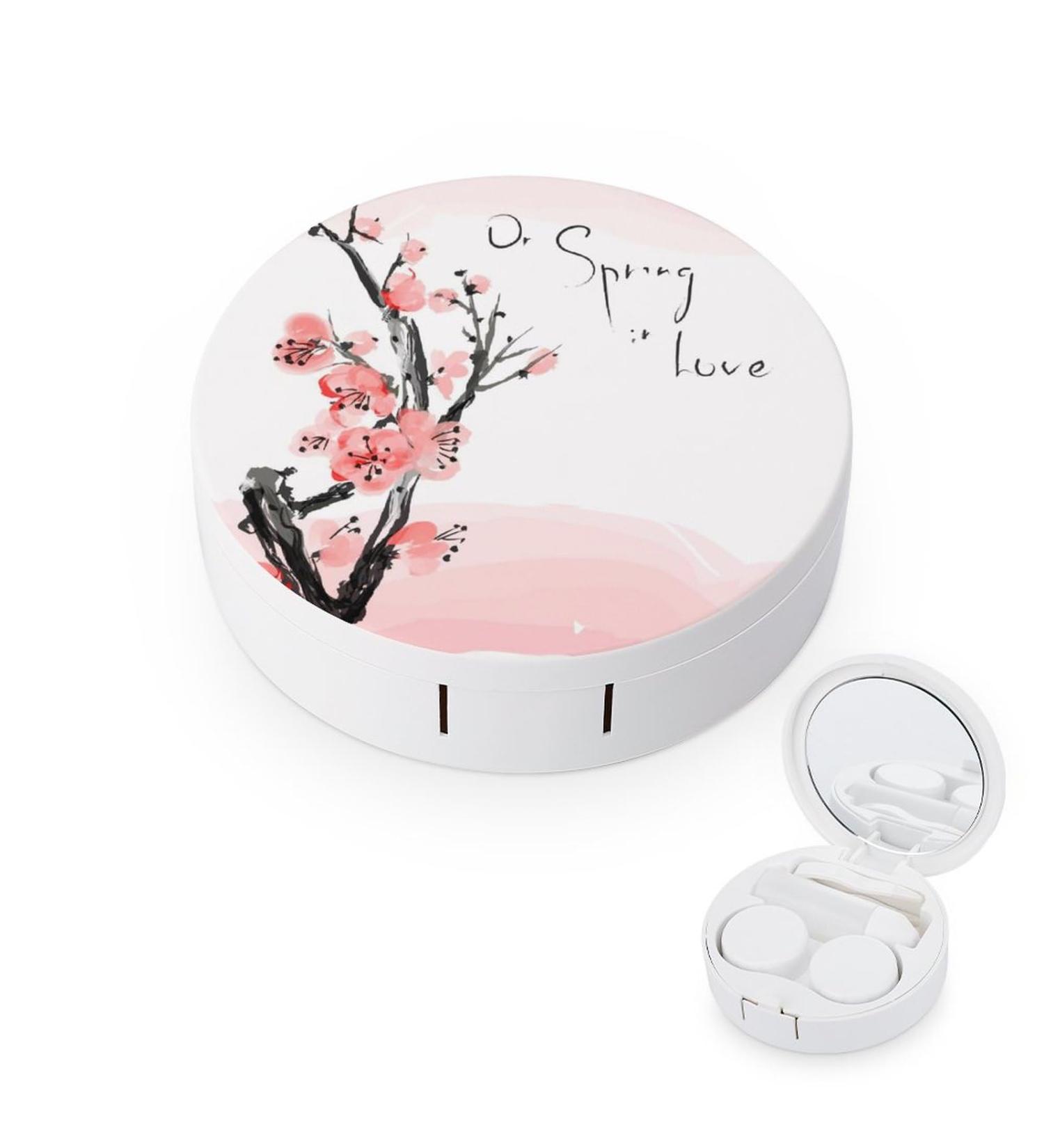 Japanese Cherry Blossom Contact Lens Case | Portable Travel Box with Mirror - Shop Now - Buy Online on GoSupps.com