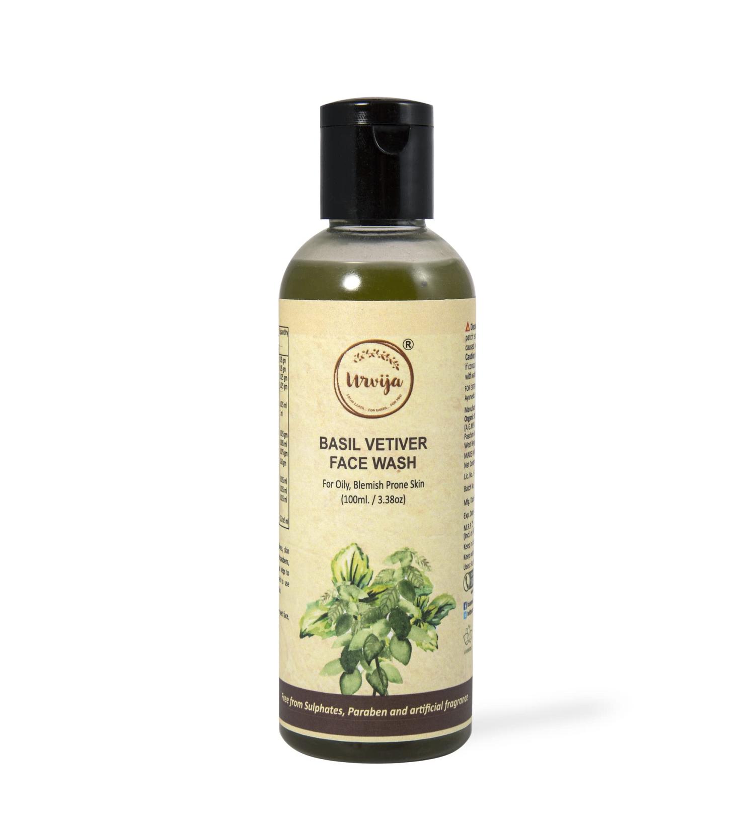 Basil Vetiver Face Wash - 100 ml | Refreshing Natural Skincare for All Skin Types | International Shipping Available - Buy Online on GoSupps.com