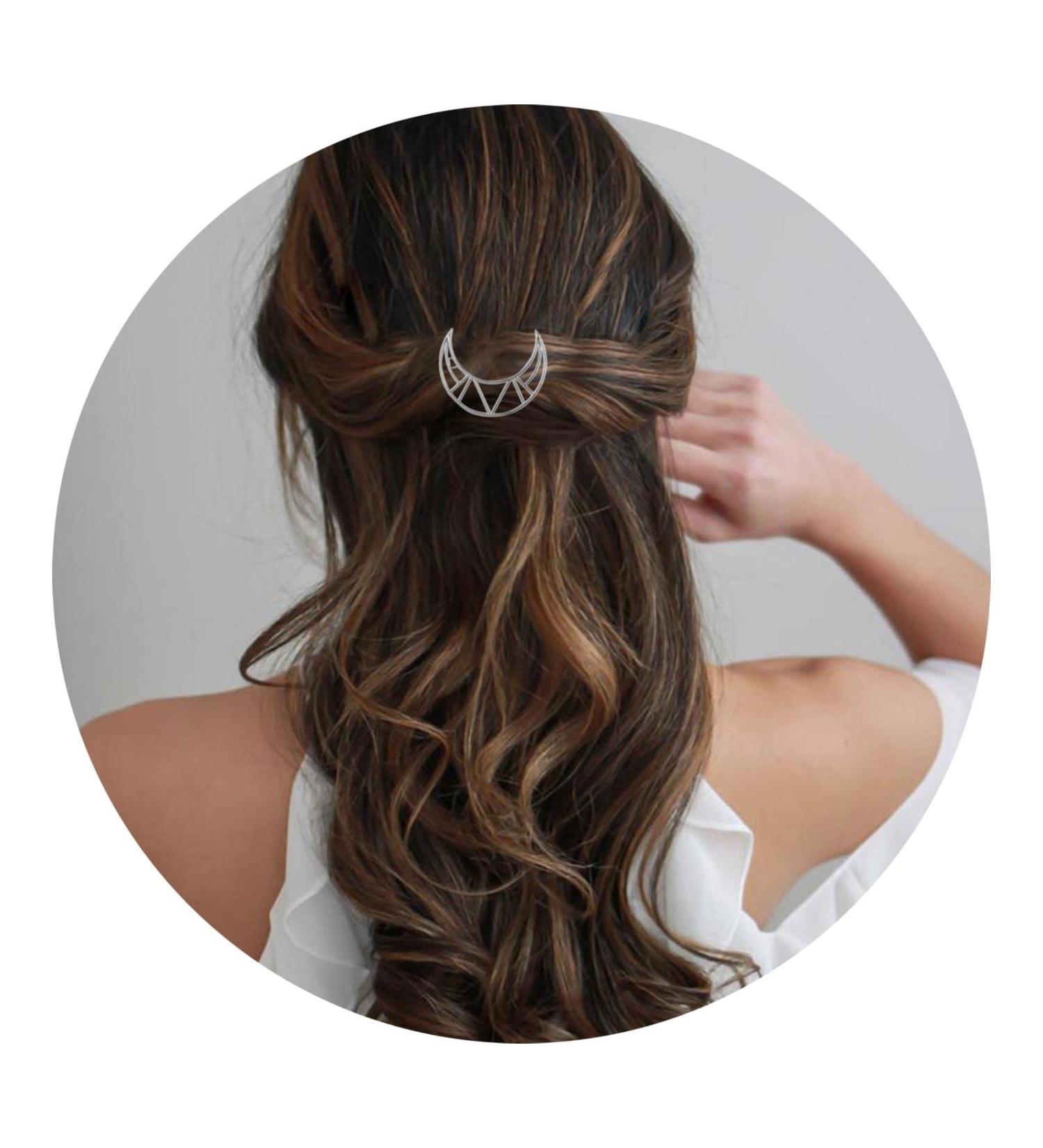 Cimenexe Bohemian Crescent Moon Hair Clip Half Moon Hairpin Geometric Hair Pin Clips Silver Moon Headwear Metal Decorative Hair Accessories Jewelry for Women and Girls - Buy Online on GoSupps.com