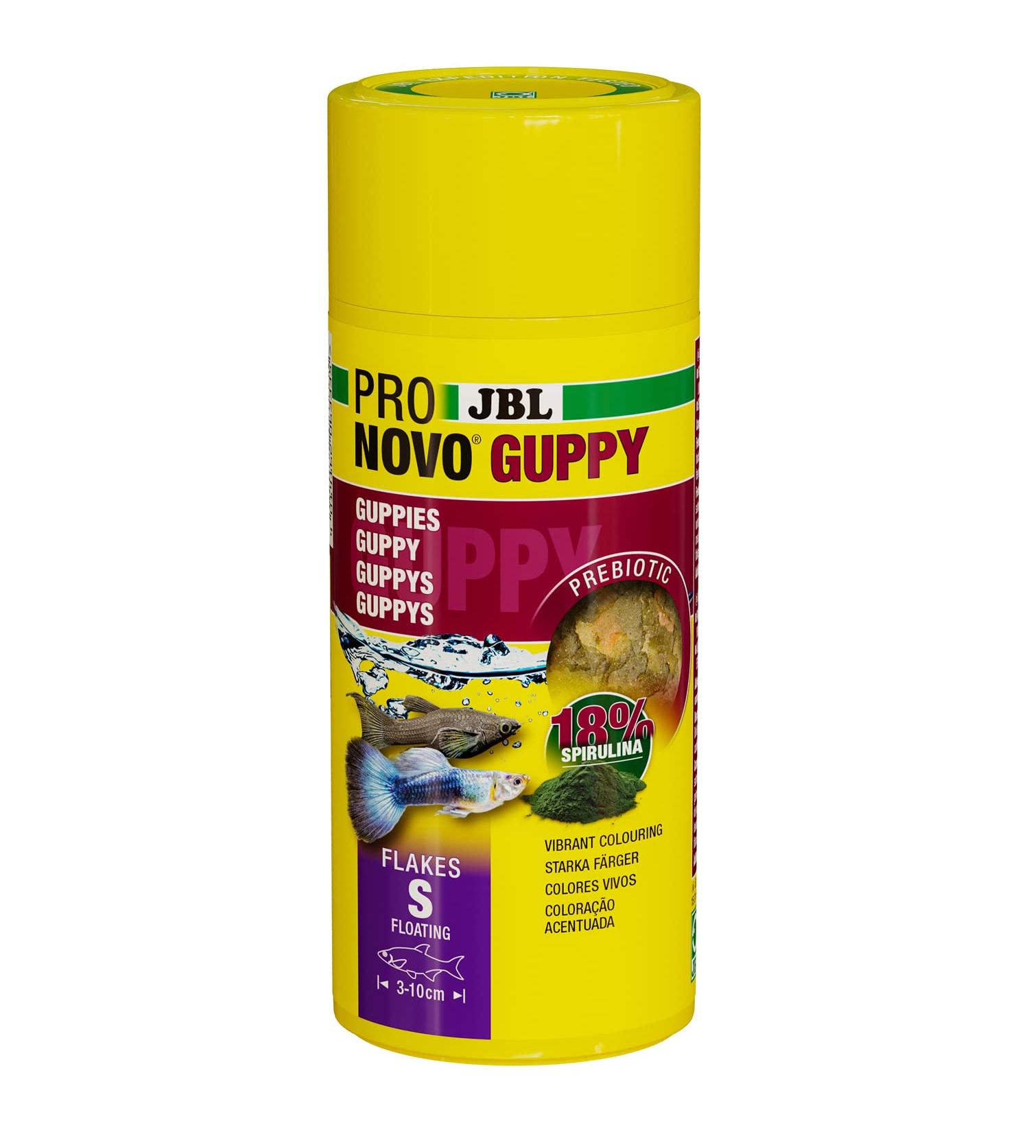 JBL PRONOVO GUPPY FLAKES staple food for guppies and livebearers from 3-10 cm fish food flakes size S 250 ml