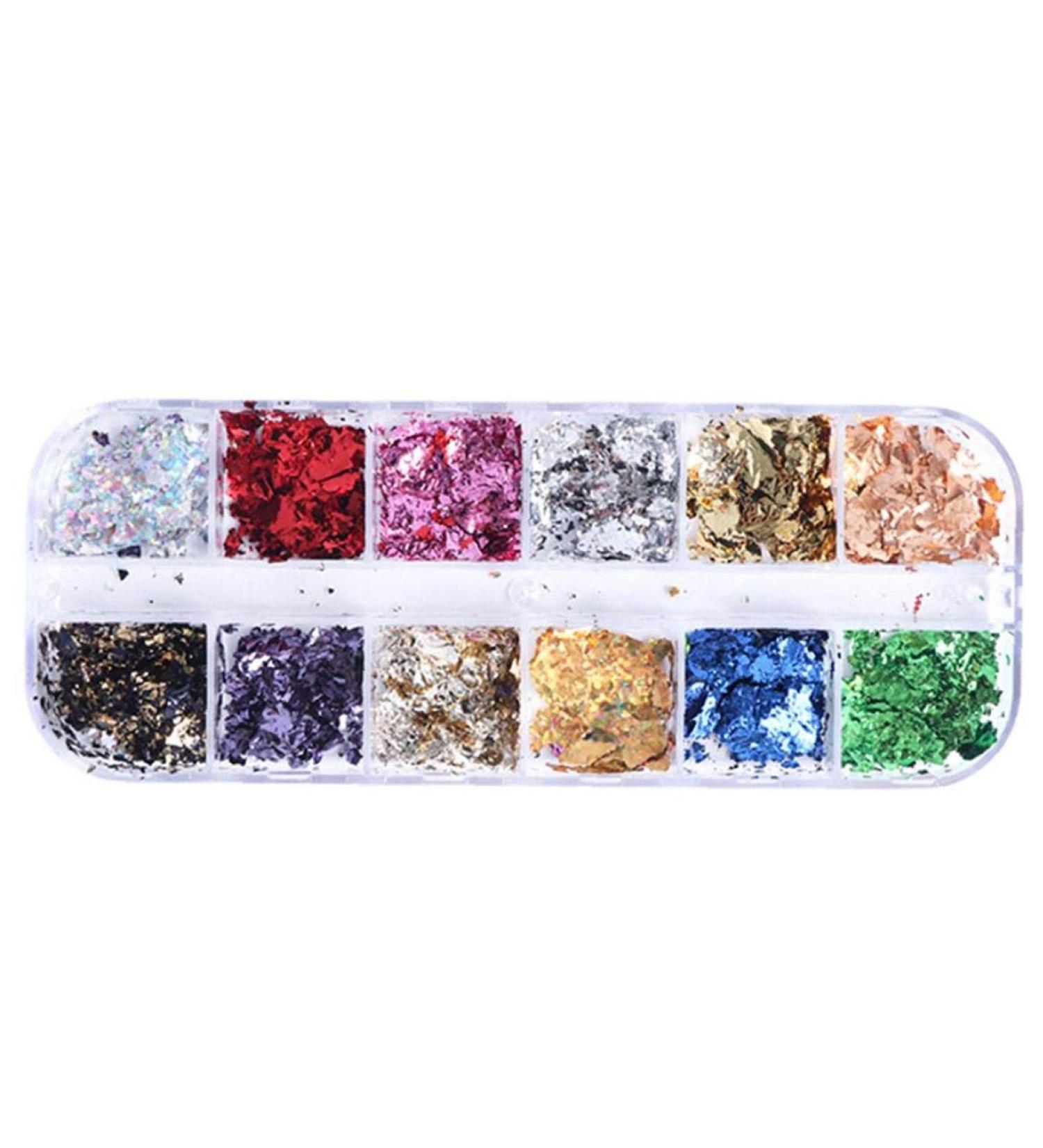 Color Nail Art Foil Pailette Chip Foil Flake Nail Line Strips Glitter Decal Stickers for Women Diy Design Fingers Decor - Buy Online on GoSupps.com