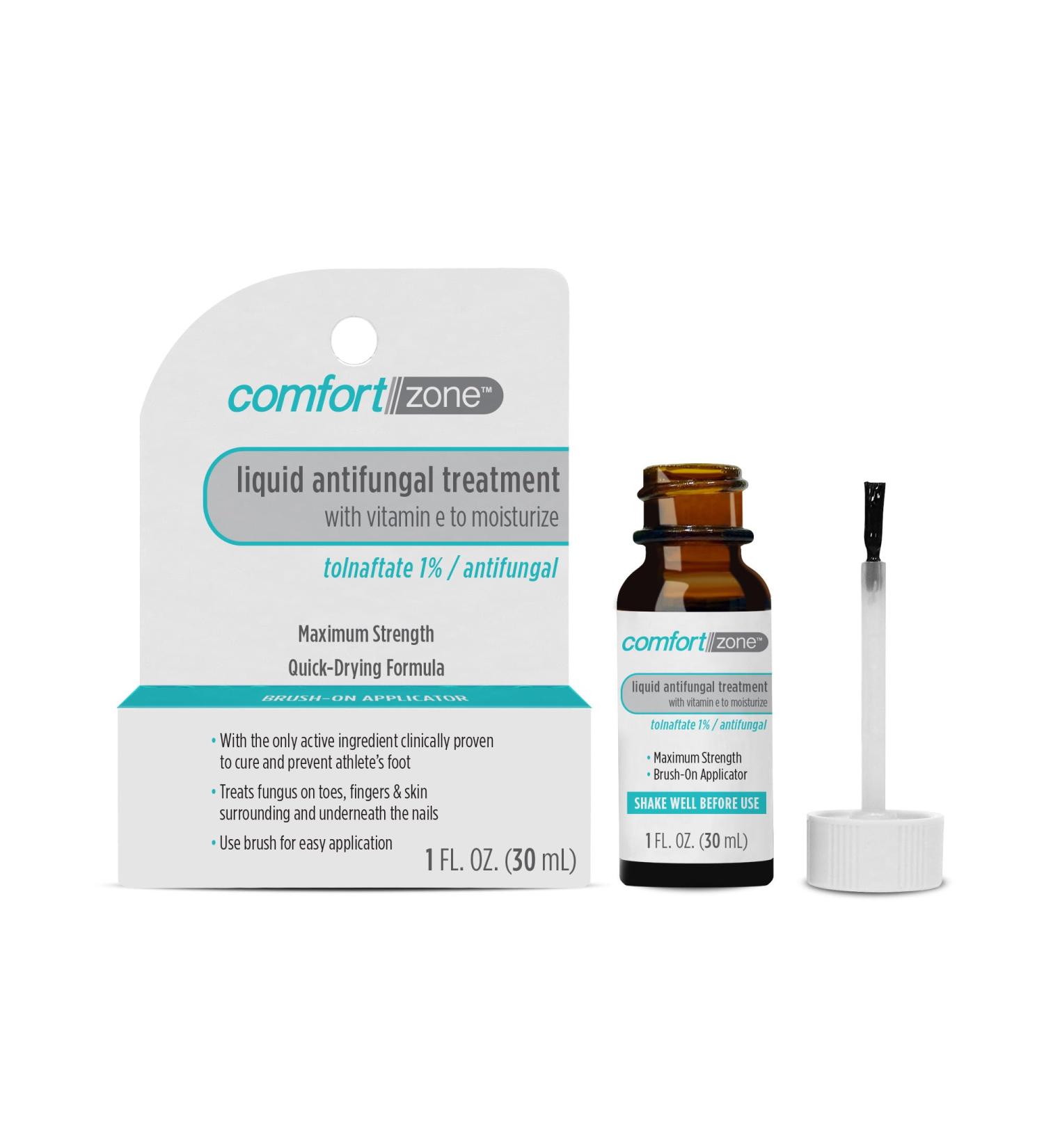 Comfort Zone Max Strength Anti-Fungal Liquid for Toenails - 1 Fl Oz with Brush Applicator | Effective Tolnaftate 1% Treatment - Buy Online on GoSupps.com