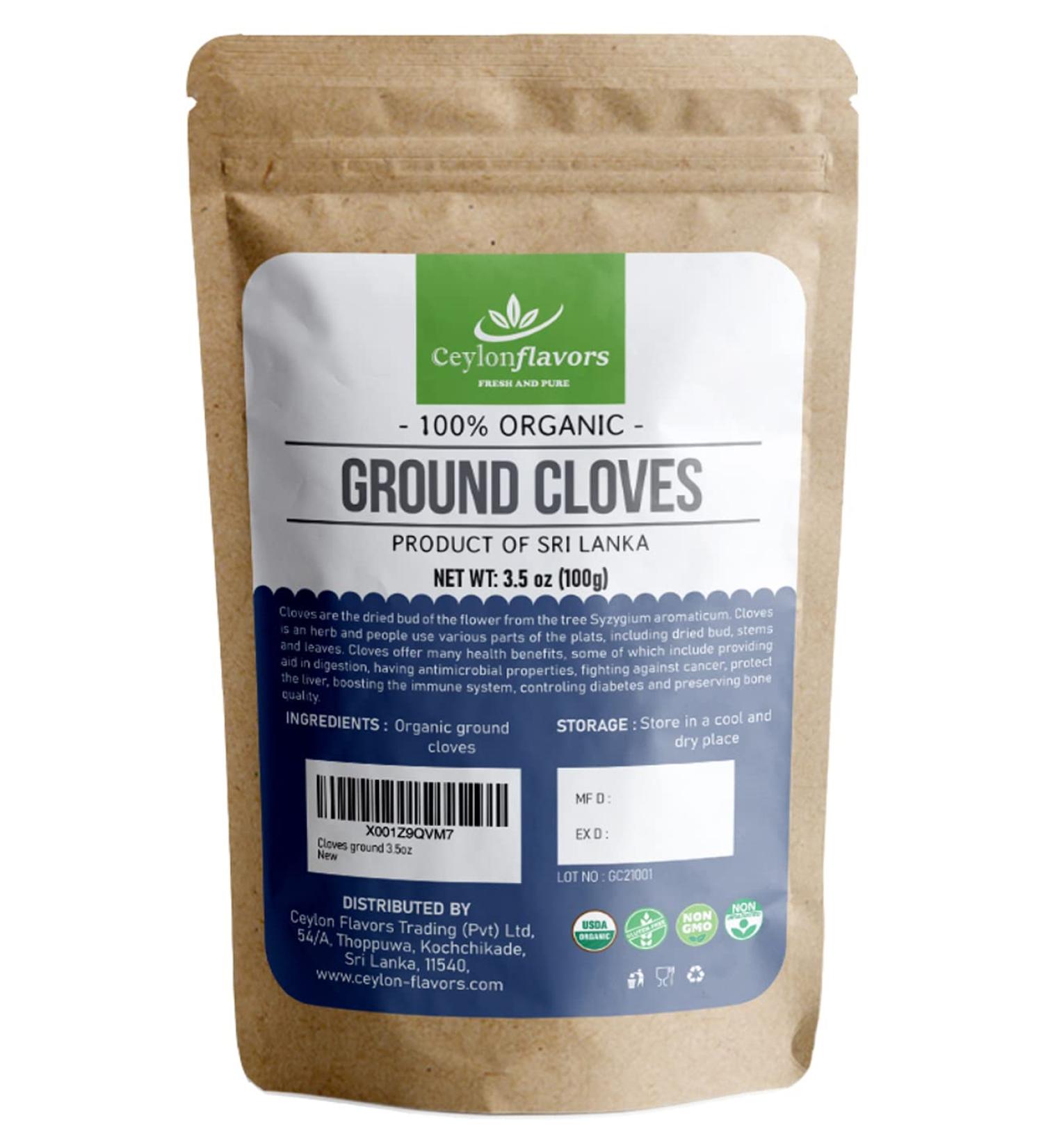 Organic Ground Cloves 3.5 oz - Premium Grade from USDA Certified Farm in Sri Lanka - Buy Online on GoSupps.com