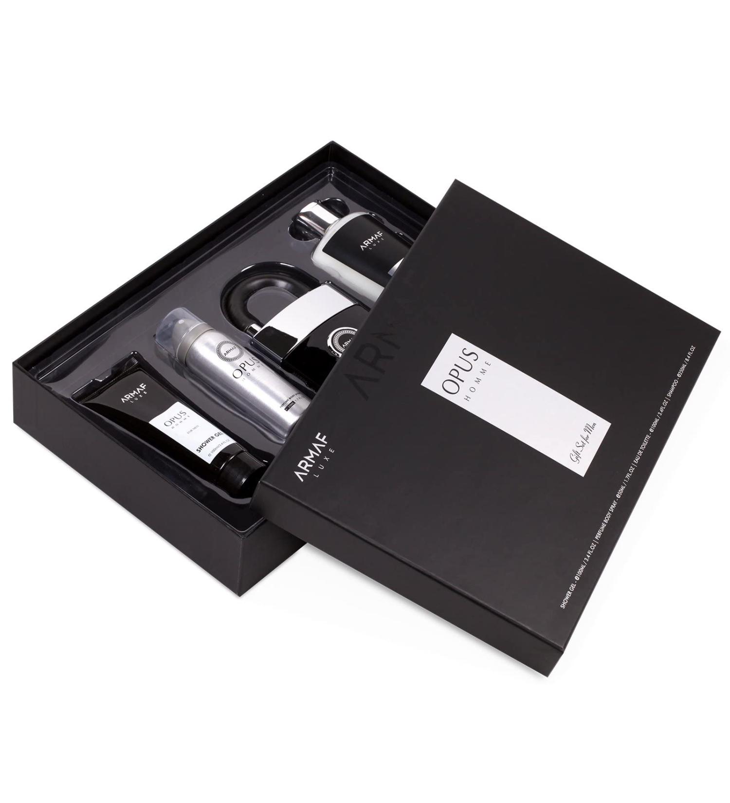 Armaf Opus Homme 4-Piece Set for Men (3.4 Oz Eau De Parfum + 3.4 Oz Body Lotion + 1.7 Oz Body Spray + 8.4 Body Mist)