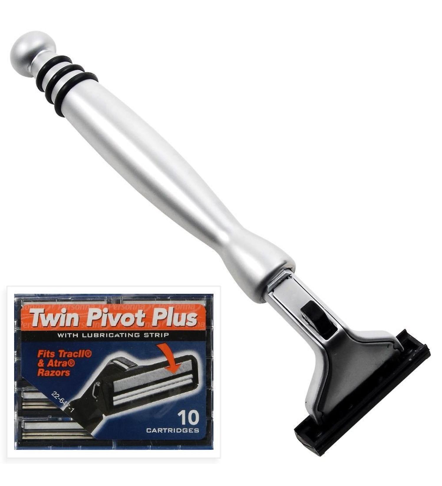 All Metal Atra Compatible Razor & 10 Cartridges