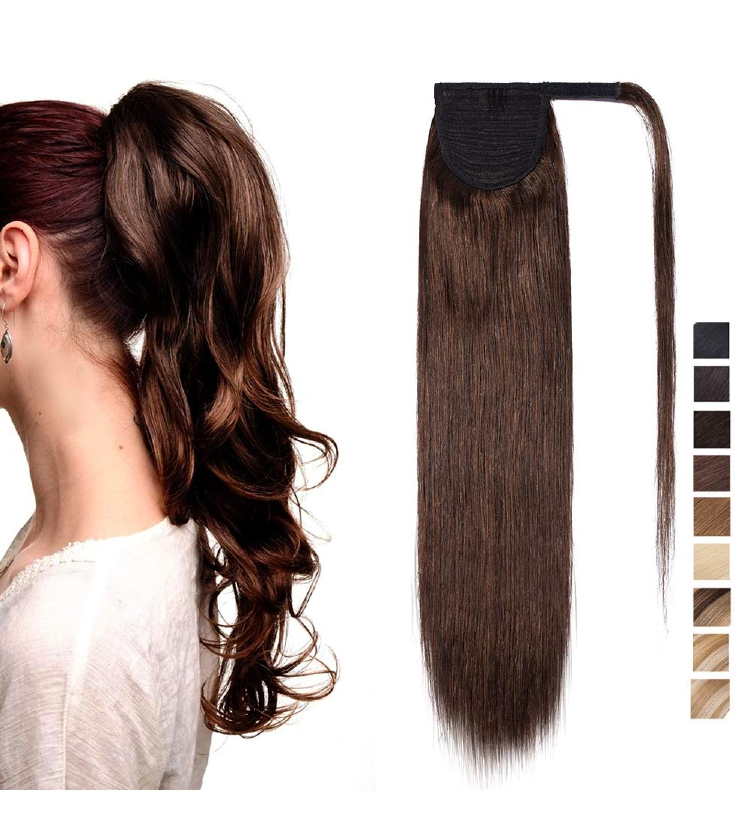 SEGO 18 Clip-In Ponytail Hairpiece & Braid Extensions - Real Remy Hair Medium Brown 90g - Buy Online on GoSupps.com