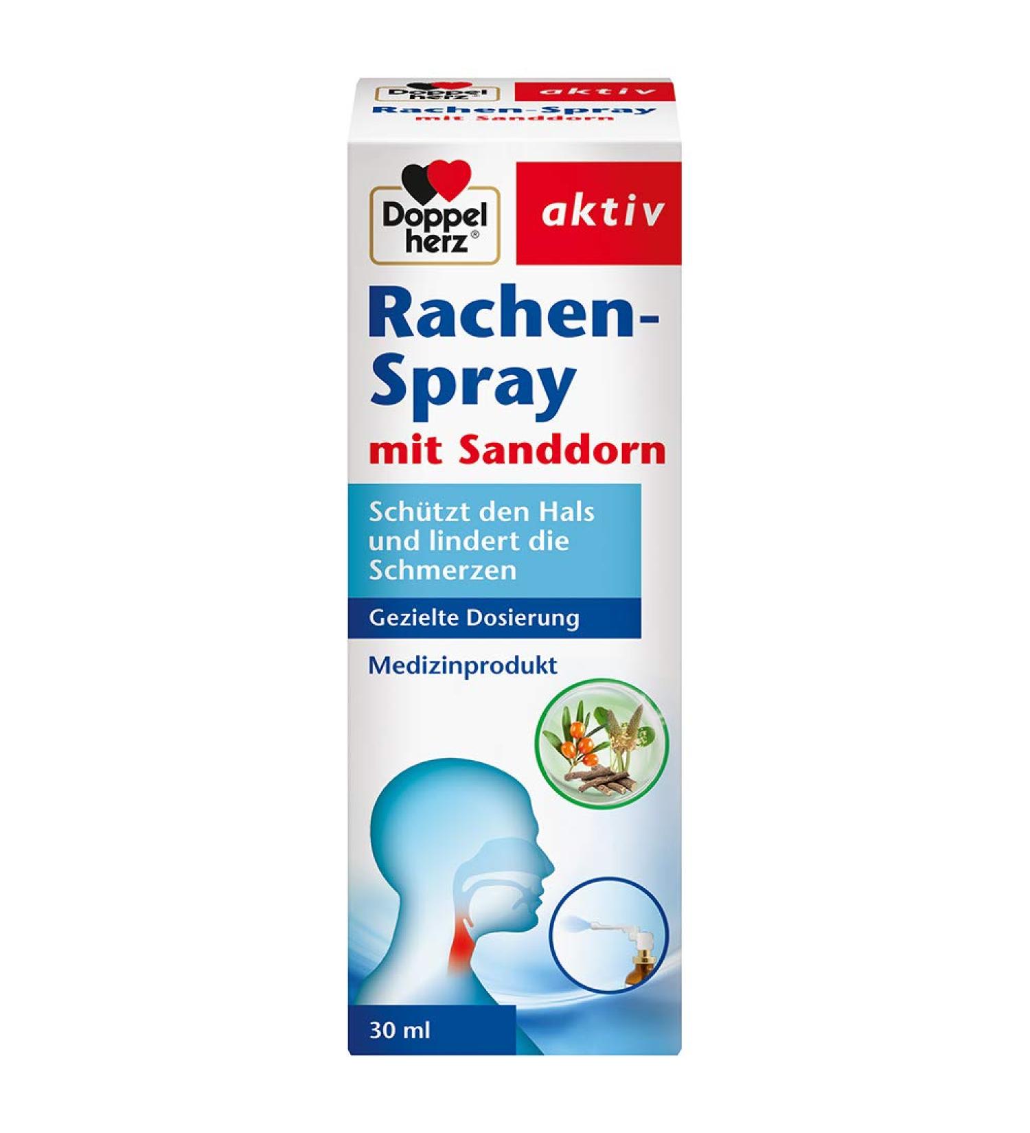 Doppelherz Throat Spray with Sea Buckthorn - Soothe Throat Pain & Protect - 30ml | International Shipping Available - Buy Online on GoSupps.com