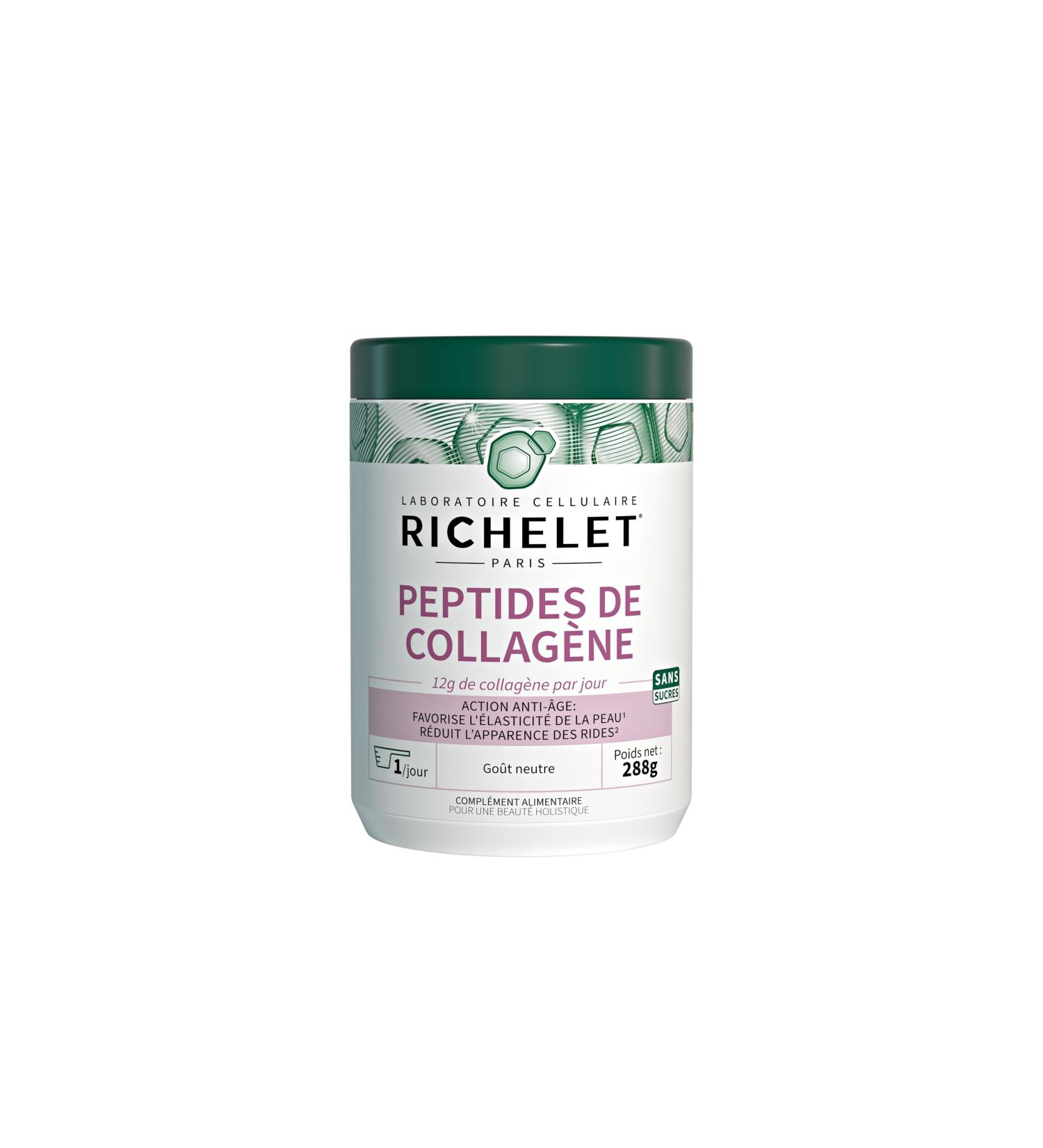 RICHELET - Peptides de Collag ne - Action anti- ge - Compl ment Alimentaire Peau 12g/jour - 24 jours Sans Sucres - 288g - Buy Online on GoSupps.com