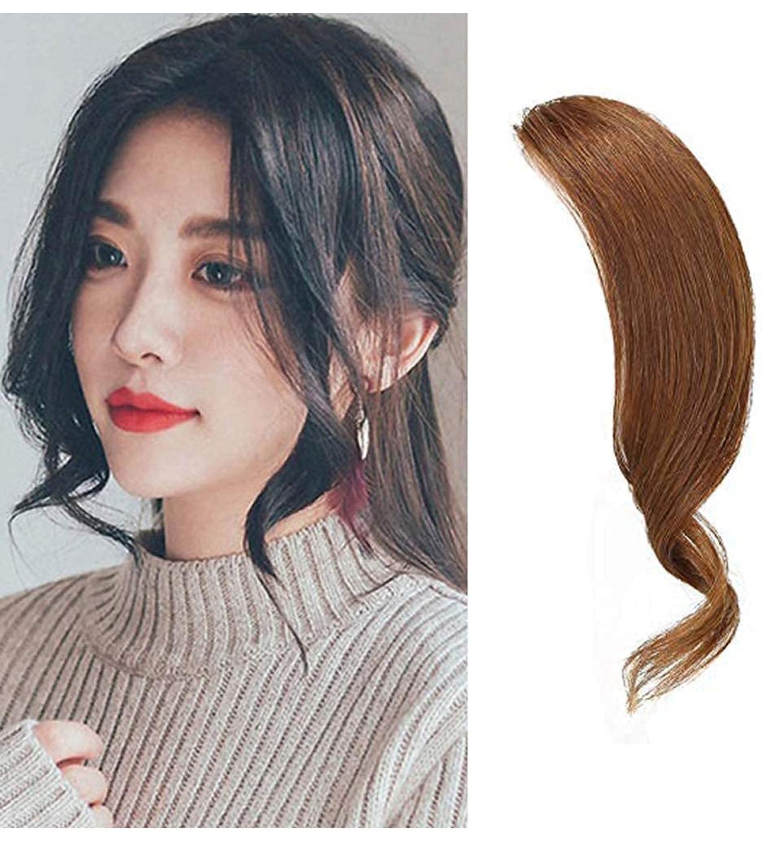 2PCS Light Brown Side Bangs 100% Human Hair Clip-in Fringe Extensions - Buy Online on GoSupps.com