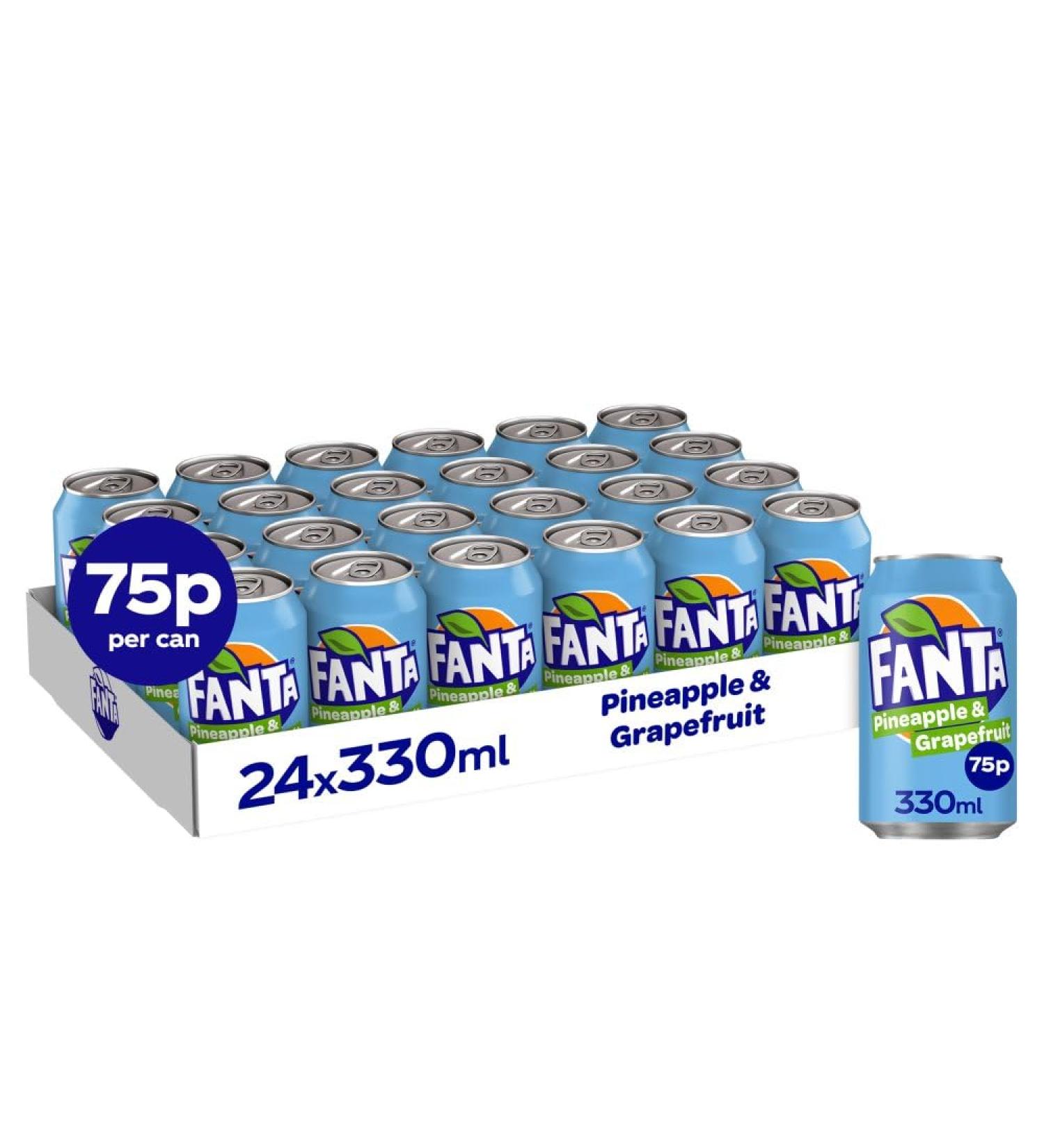 Fanta Soft Fizzy Drink Case 330ml Cans (24 Pack) - Orange Lemon Fruit Twist Pineapple & Grapefruit (Lilt) Orange Zero (Pineapple and Grapefruit - Lilt)